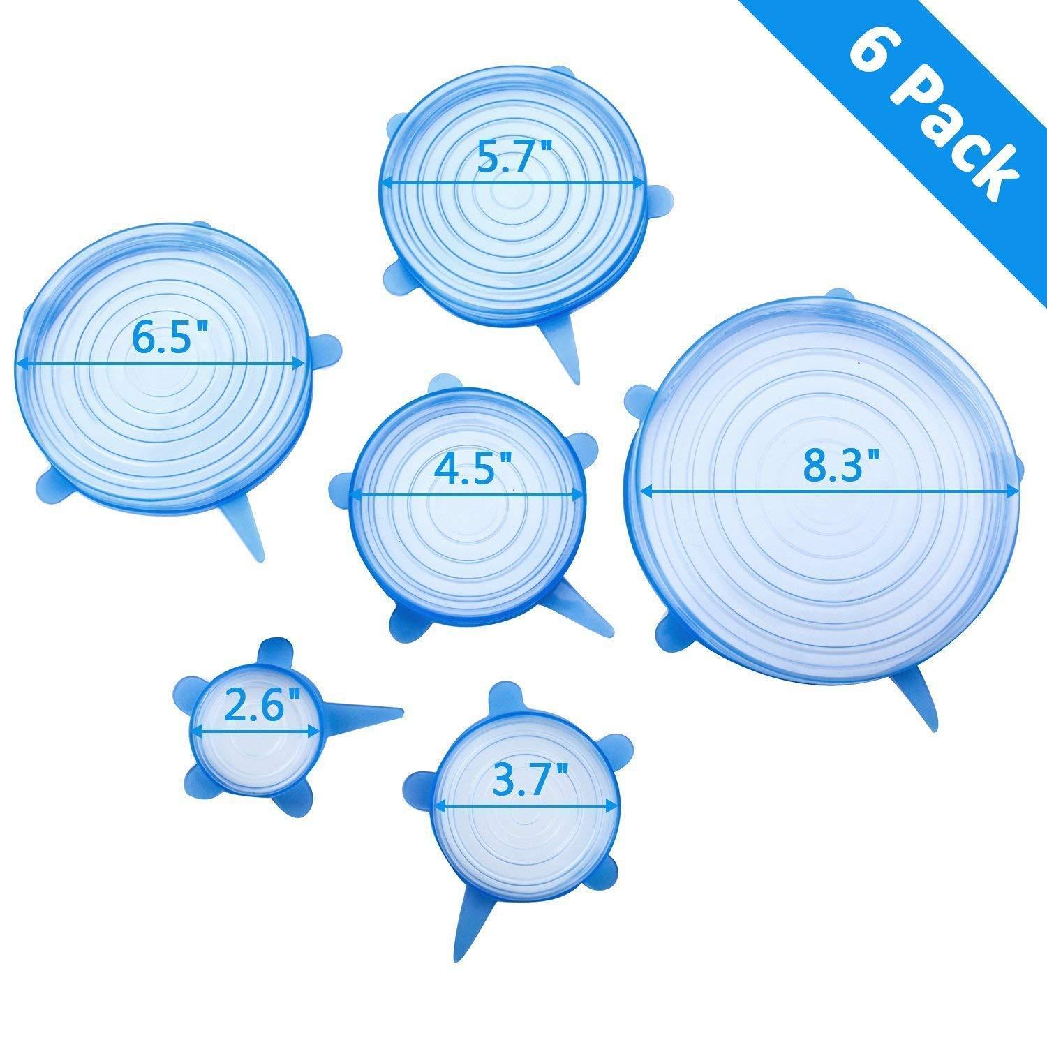 Silicone Stretch Lids Reuseable Microwave Safe Flexible Covers (Set Of 6) (Loose Pack)