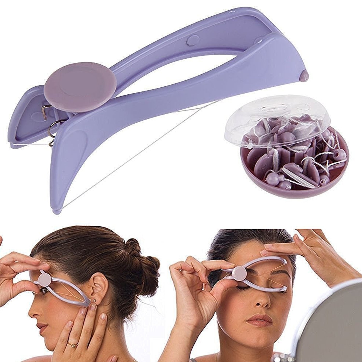 Slique Painless Eyebrow Upper Lips Face And Body Hair Removal Threading Manual Tweezer Machine Shaver System Kit