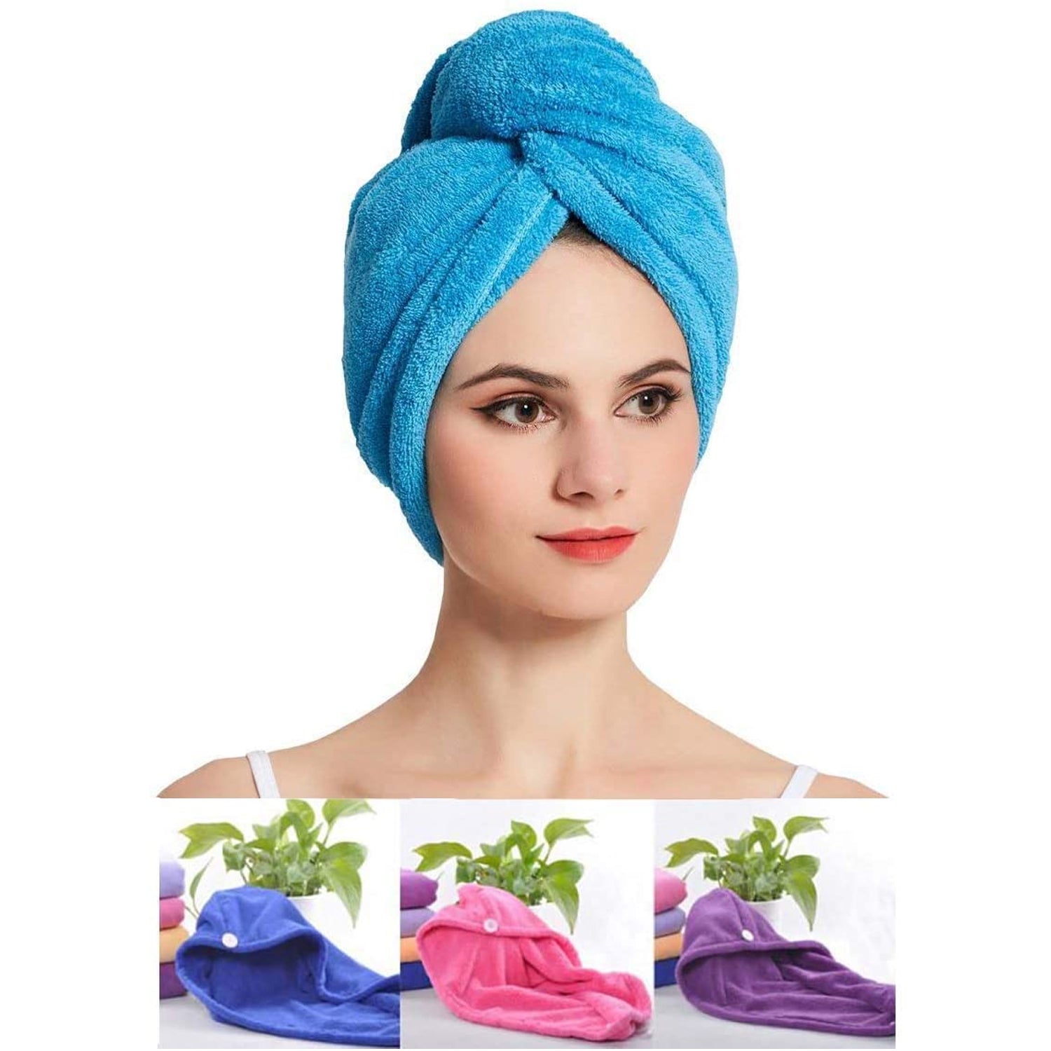 Microfiber Hair Wrap Towel Cap Quick Turban Hair-drying Absorbent Microfiber Towel Dry Shower Caps (1 Pc)