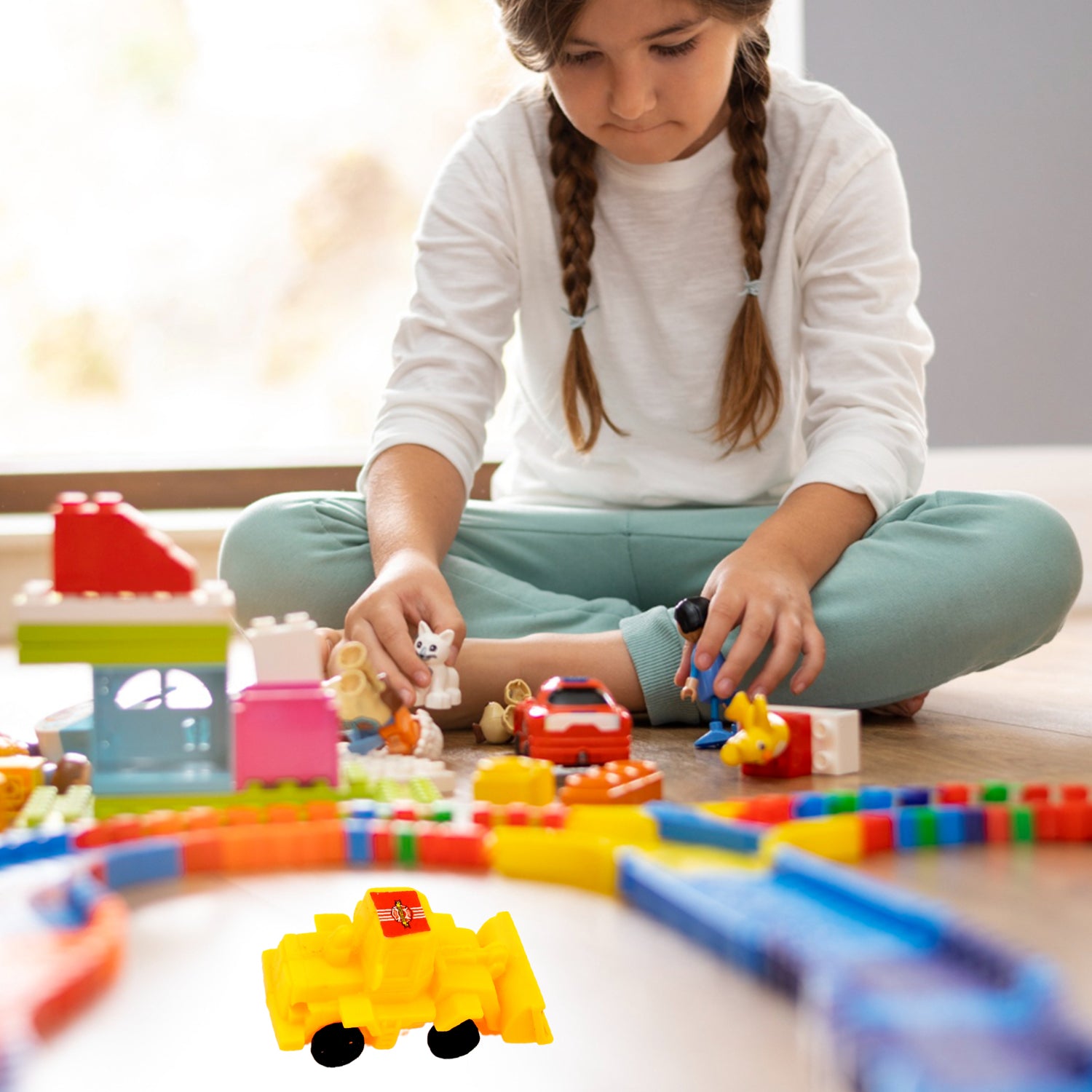 Vehicle Car Engineering Automobile Construction Car Toys Set For Children Kids Crane Excavator Road Roller Forklift Mixer Truck Transporter Truck Machine Construction Toys (6 Pcs Set)