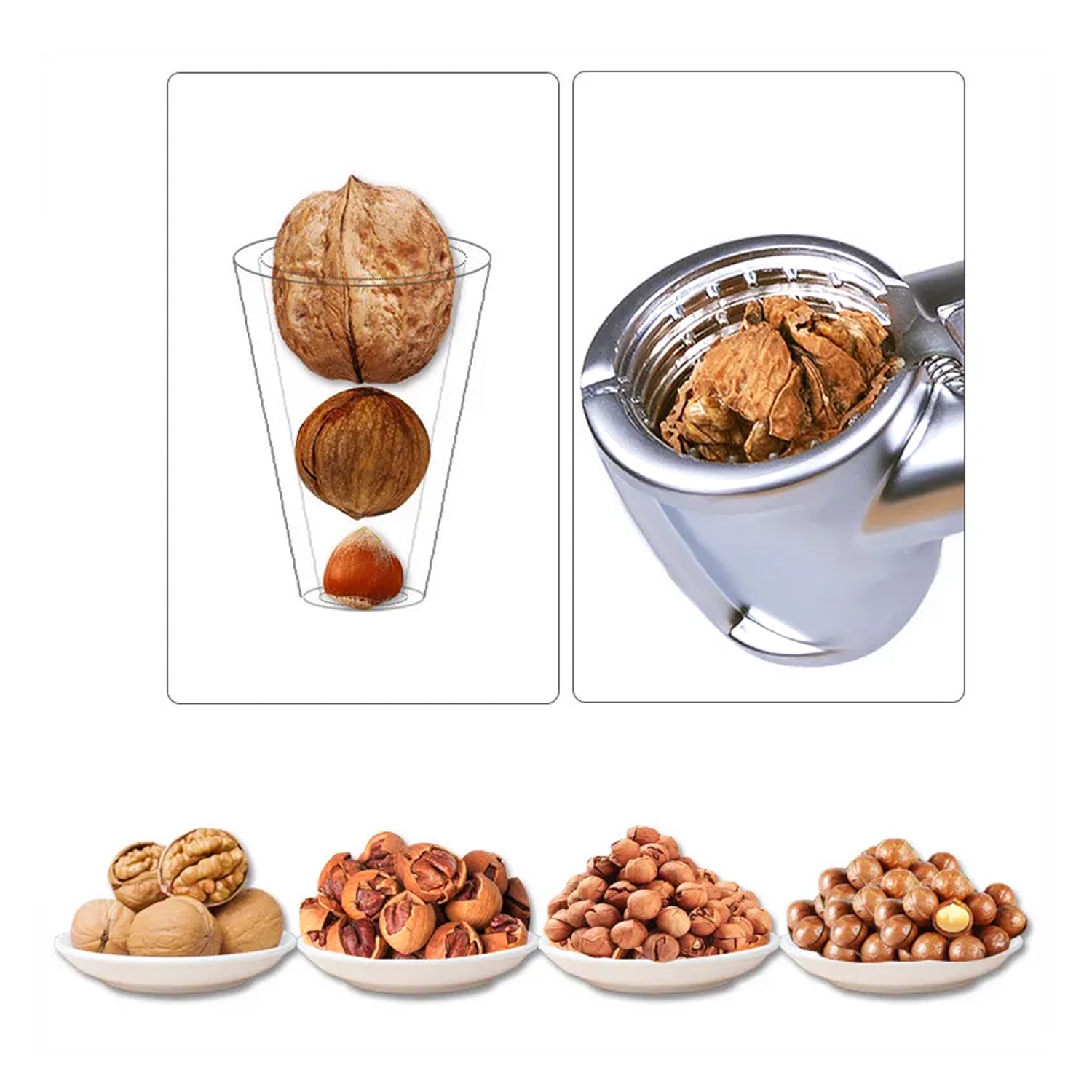 Walnut Cracker Luxury Die Cast Stainless Alloy Nut Cutter Walnut Clamp Plier Portable Smart Walnut Akhrot Pincers Bottle Opener For Pecans Almonds Brazil Nuts