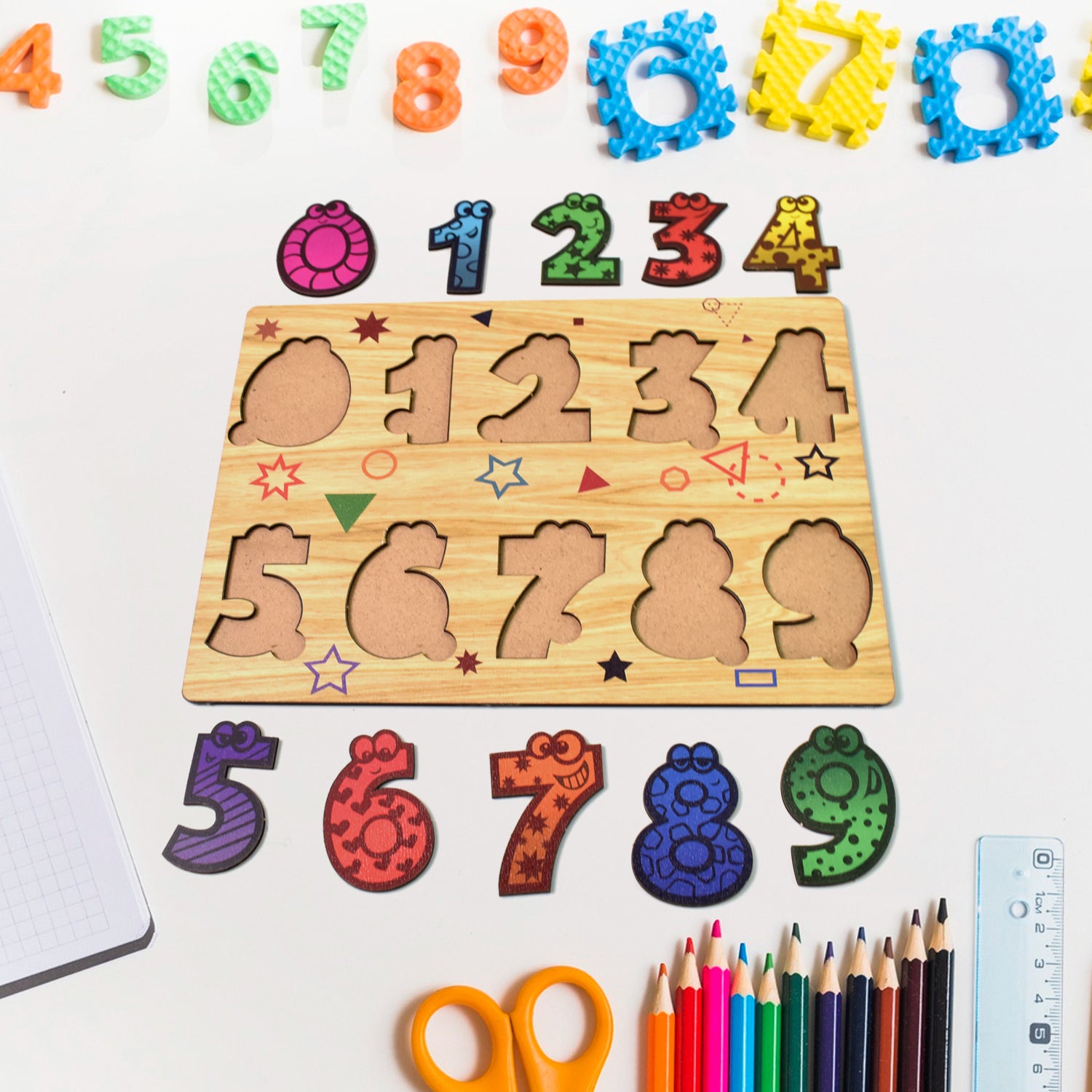 Wooden Number Puzzle Learning Educational Board (1 Set 2820 Cm)
