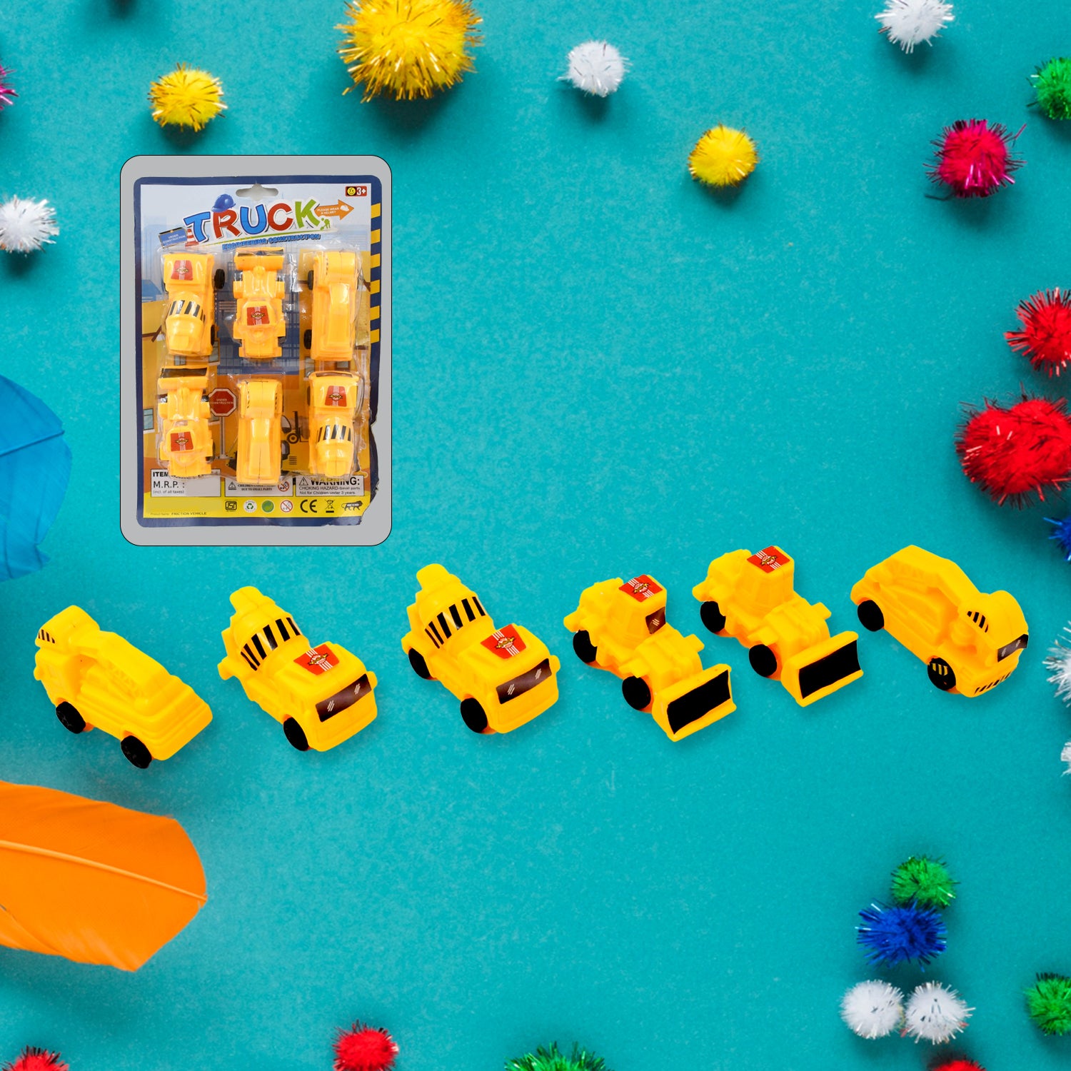 Vehicle Car Engineering Automobile Construction Car Toys Set For Children Kids Crane Excavator Road Roller Forklift Mixer Truck Transporter Truck Machine Construction Toys (6 Pcs Set)