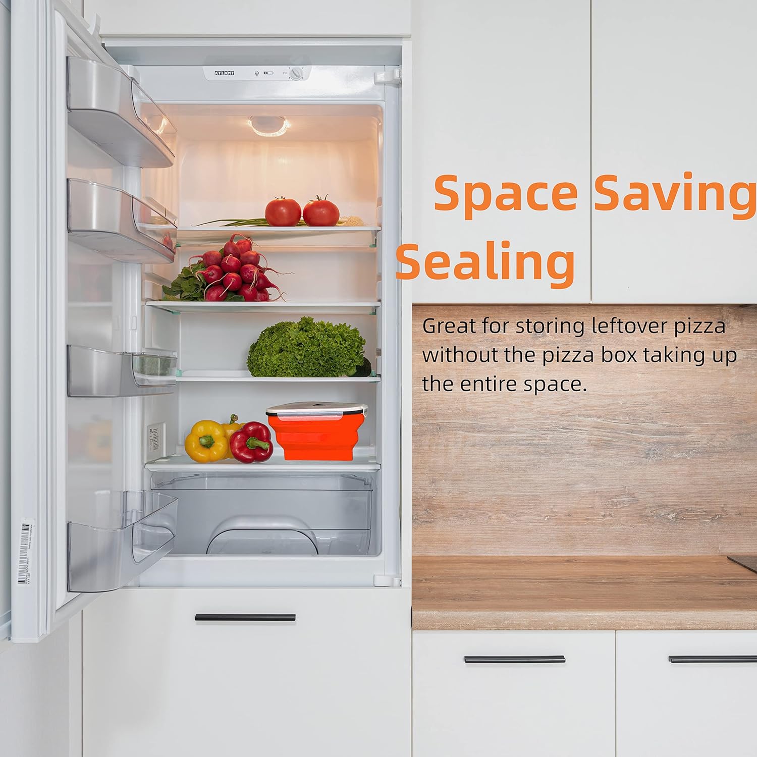Reusable Pizza Storage Containers With 5 Microwavable Serving Trays Silicone Container Expandable Adjustable For Packing Pizza At Home Outdoor