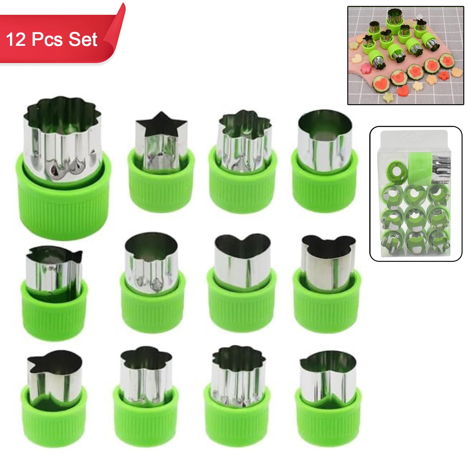 Stainless Steel Cookie Cutter Shapes Set Baking Cooking Food Decoration (12 Pcs Set)