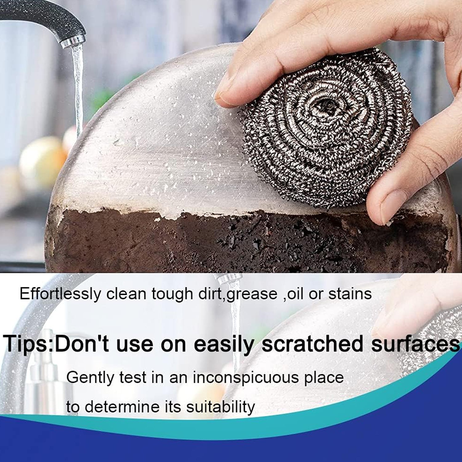 Kitchen Cleaning Tool Set Microfiber Kitchen Utensils High Performance Scouring Sponge Set Dish Sponge Stainless Steel Scouring Pad (6 Pcs Set)