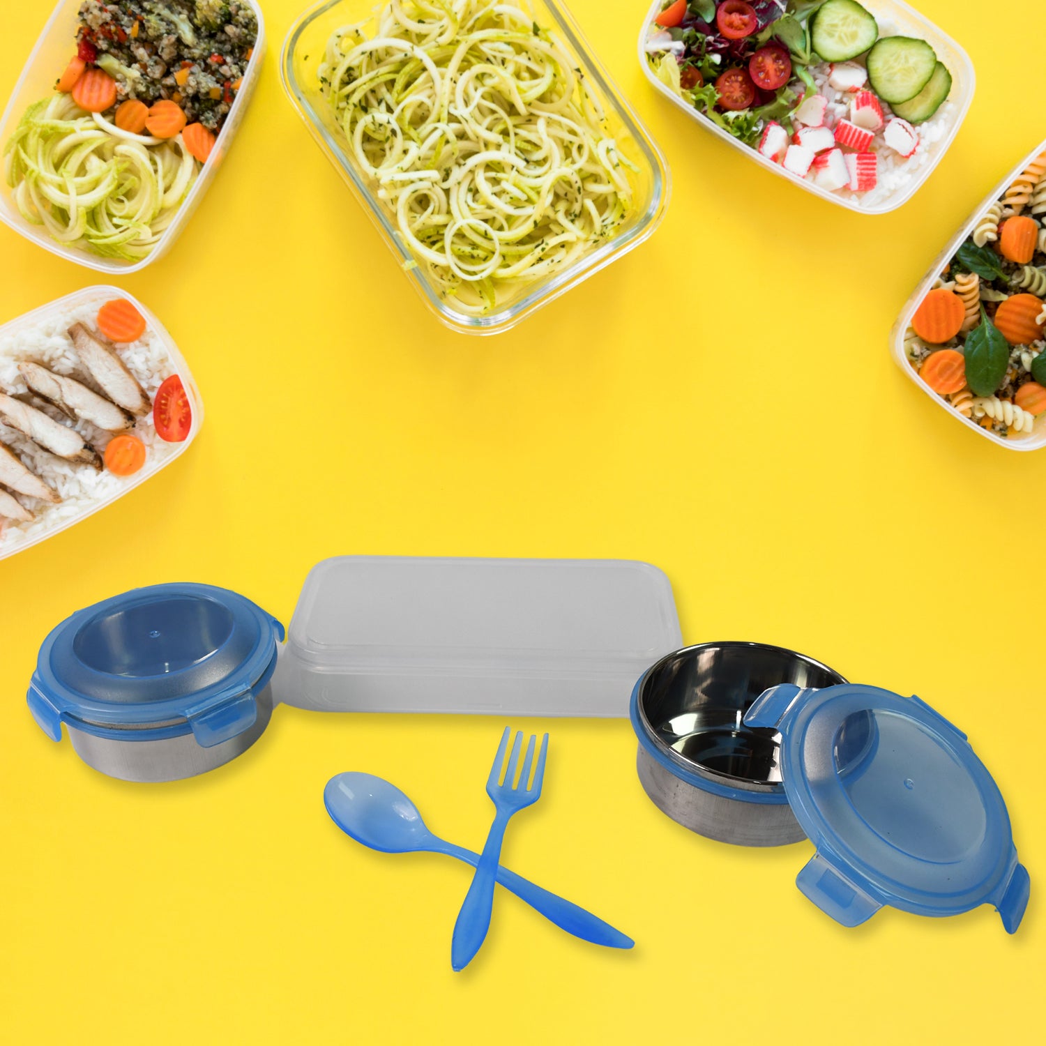 Sumo Lunch Box With Lunch Bag Plastic Lunch Box Plastic Spoon Fork (2 Pc Set With Lunch Box)