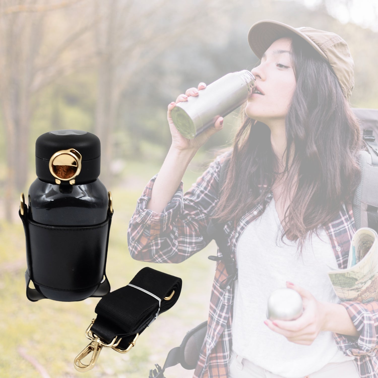 Thermos Steel Bottle Push Button Fashion Cup Temperature Display Bottle (420 Ml)