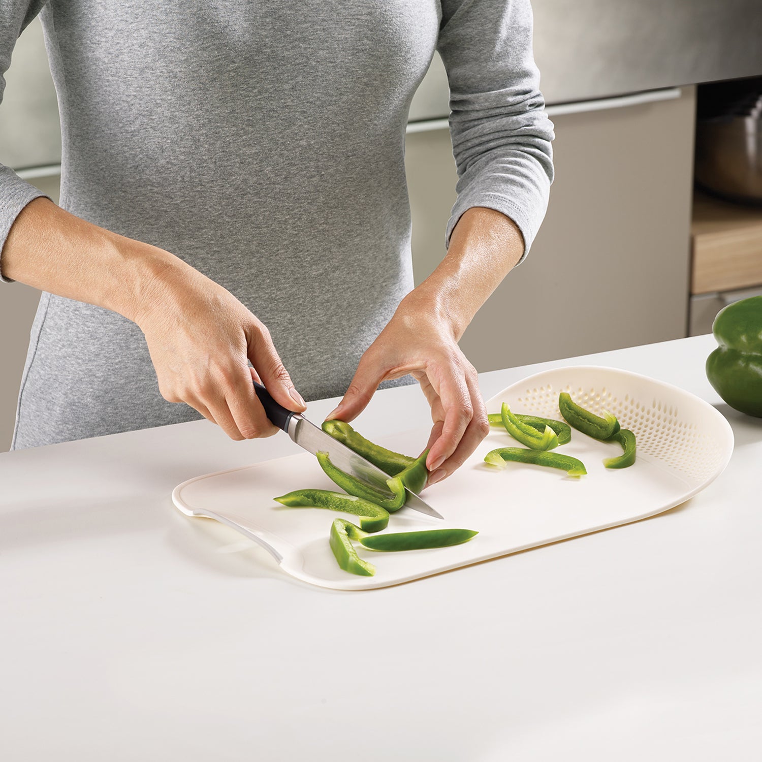 Chop Drain Vegetables Fruits Chopping Board Sleek Knife