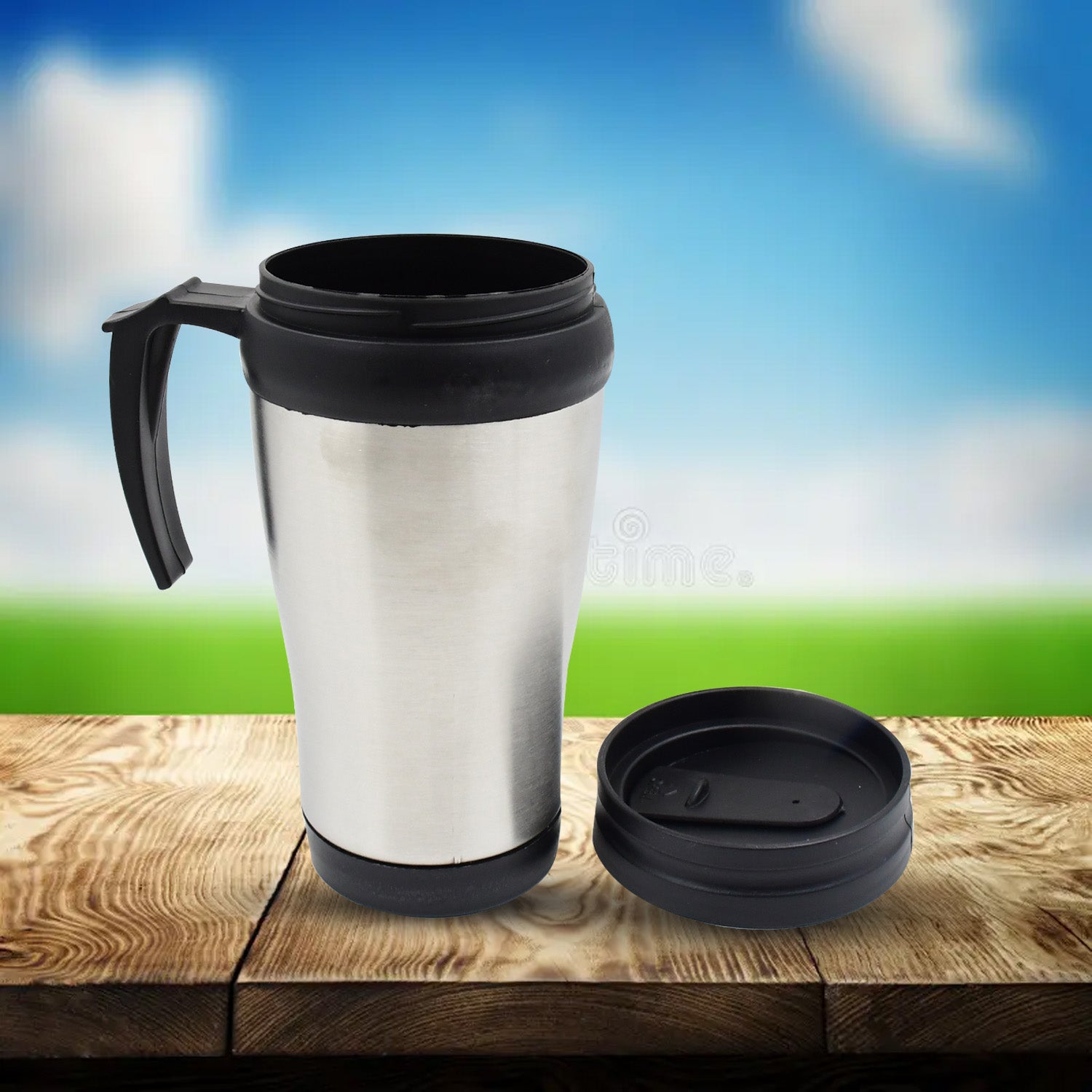 Stainless Steel Vacuum Glass Insulated Glass Coffee Cups (With Lid Handle 1 Pc)