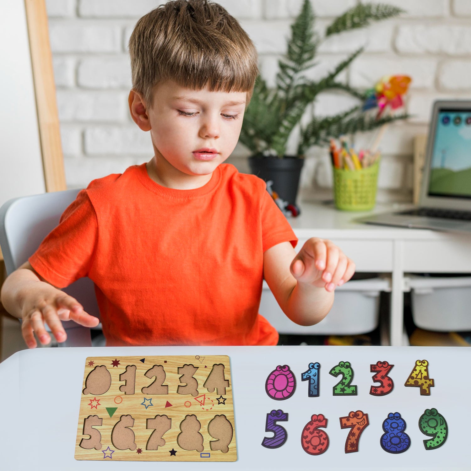 Wooden Number Puzzle Learning Educational Board (1 Set 2820 Cm)