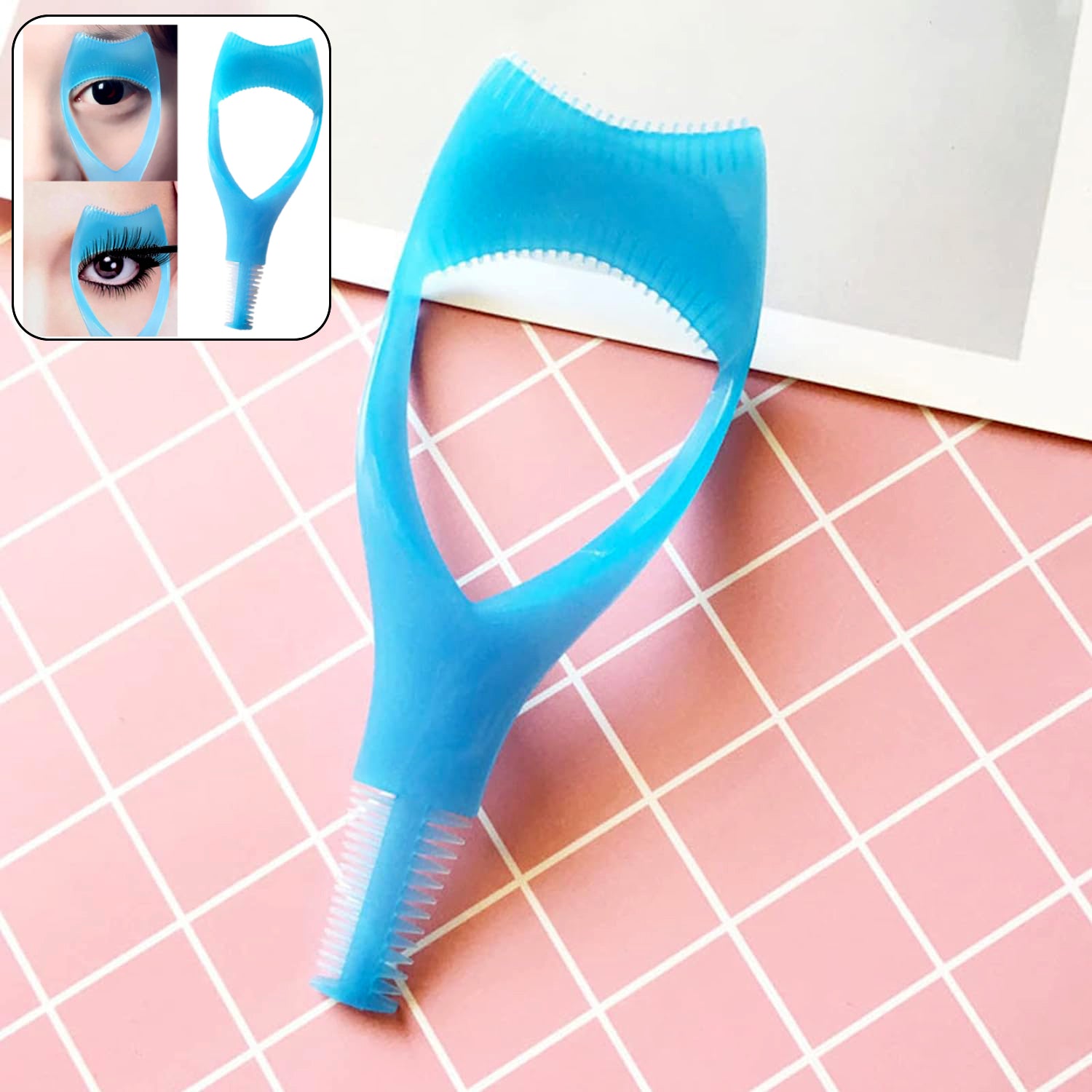 3 In 1 Plastic Makeup Cosmetic Eyelash Tool Lash Mascara Applicator Eyelashes Guide Eyelashes Brush Curler Comb Eye Makeup Tool Female Supply (1 Pc)