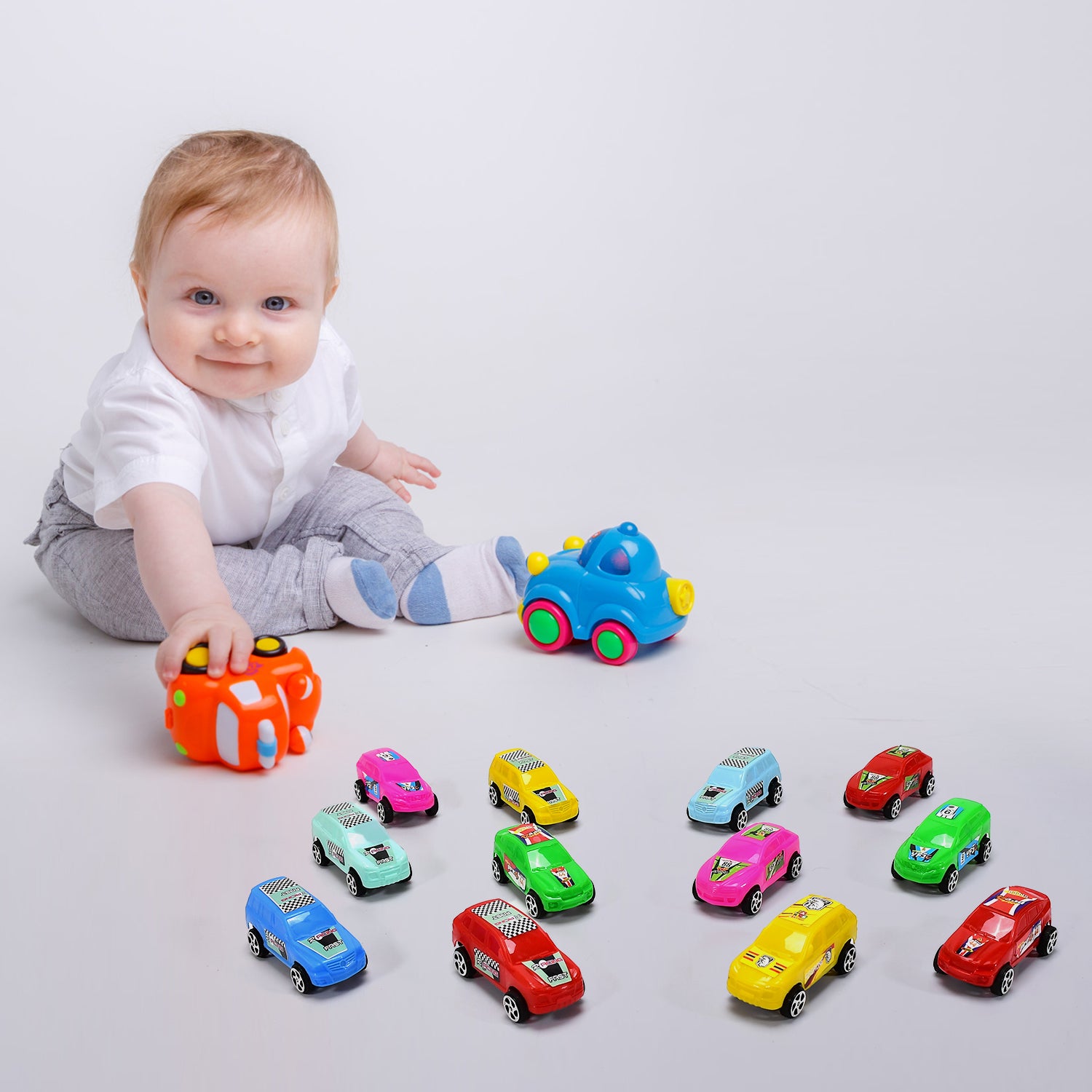 Super City Car Racer Toy For Boys And Girls Pull Push Vehicle Car (Set Of 12pcs) (Multicolor)