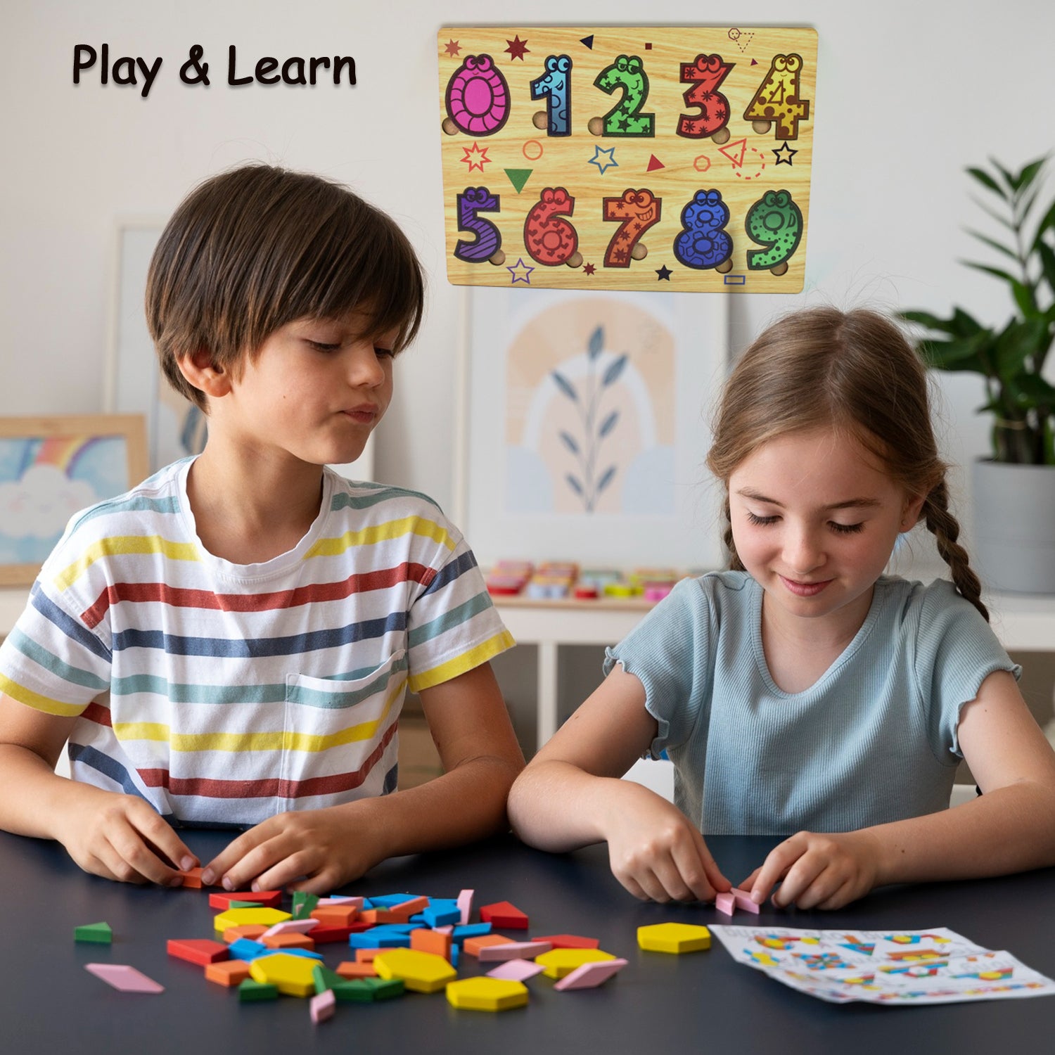 Wooden Number Puzzle Learning Educational Board (1 Set 2820 Cm)