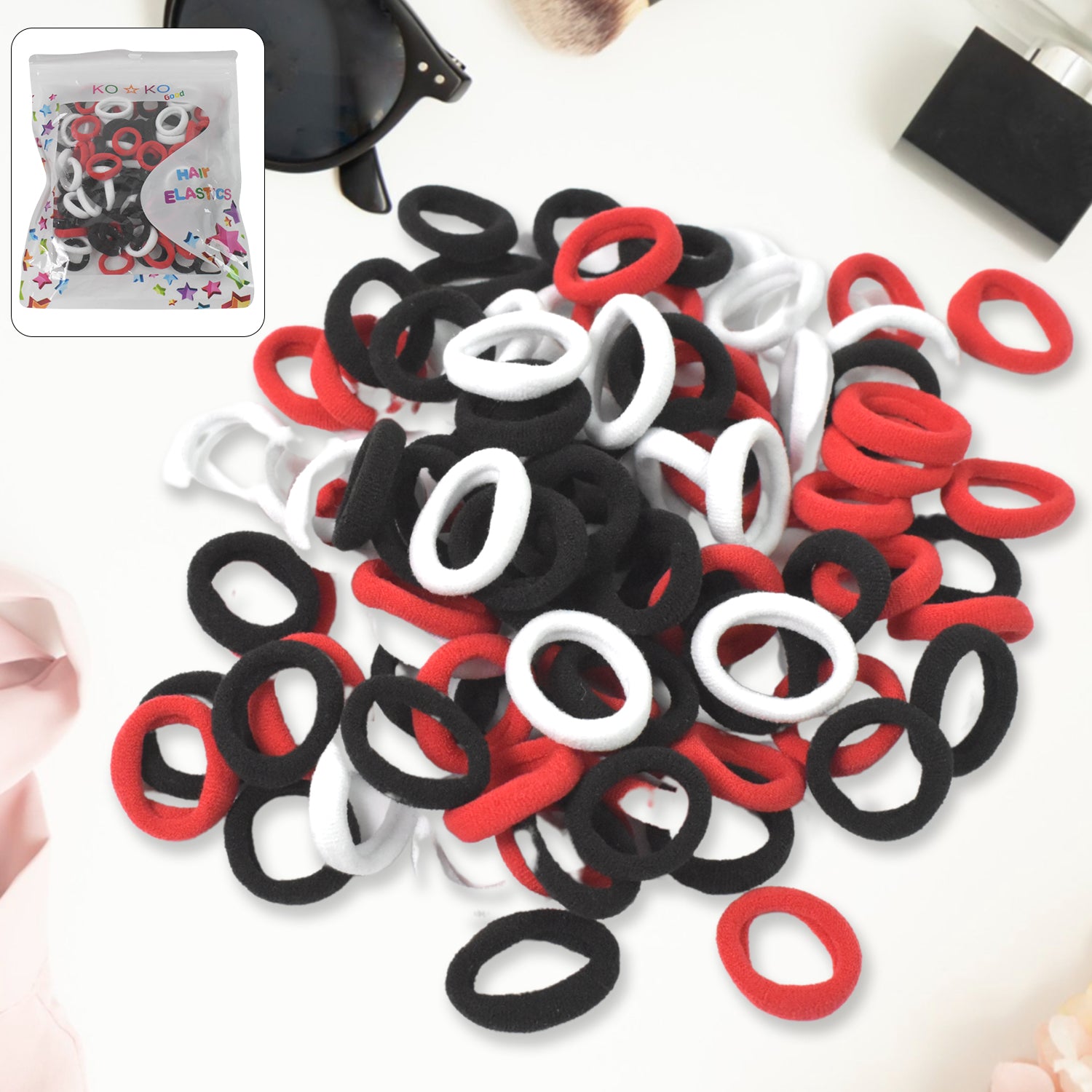 Small Hairbands Bands For Hair Rubber Bands (Pack Of 50 Multicolour)