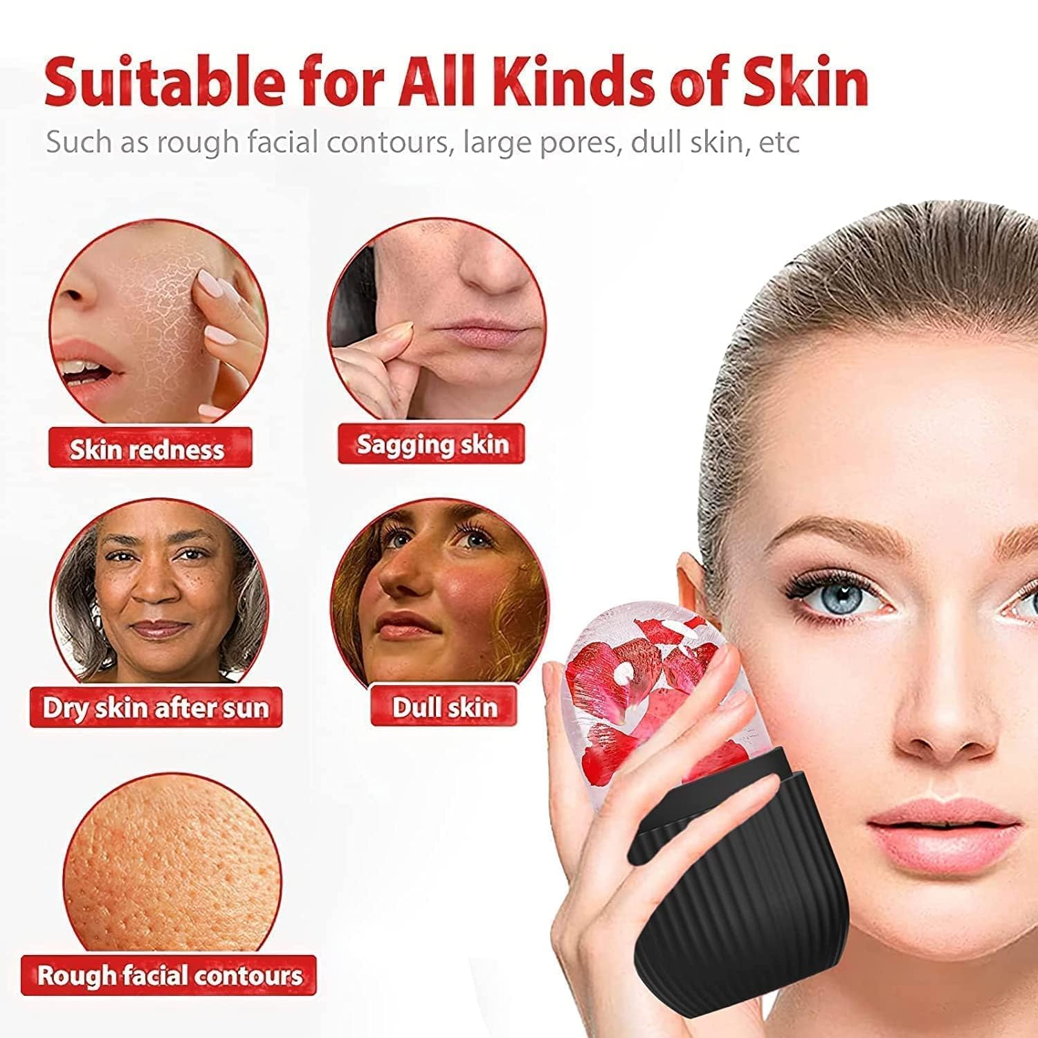 Face Ice Roller Ice Roller For Face Ice Roller For Face Massager Face Ice Treatment Reduce Face Swelling And Under Eye Puffiness (Black)
