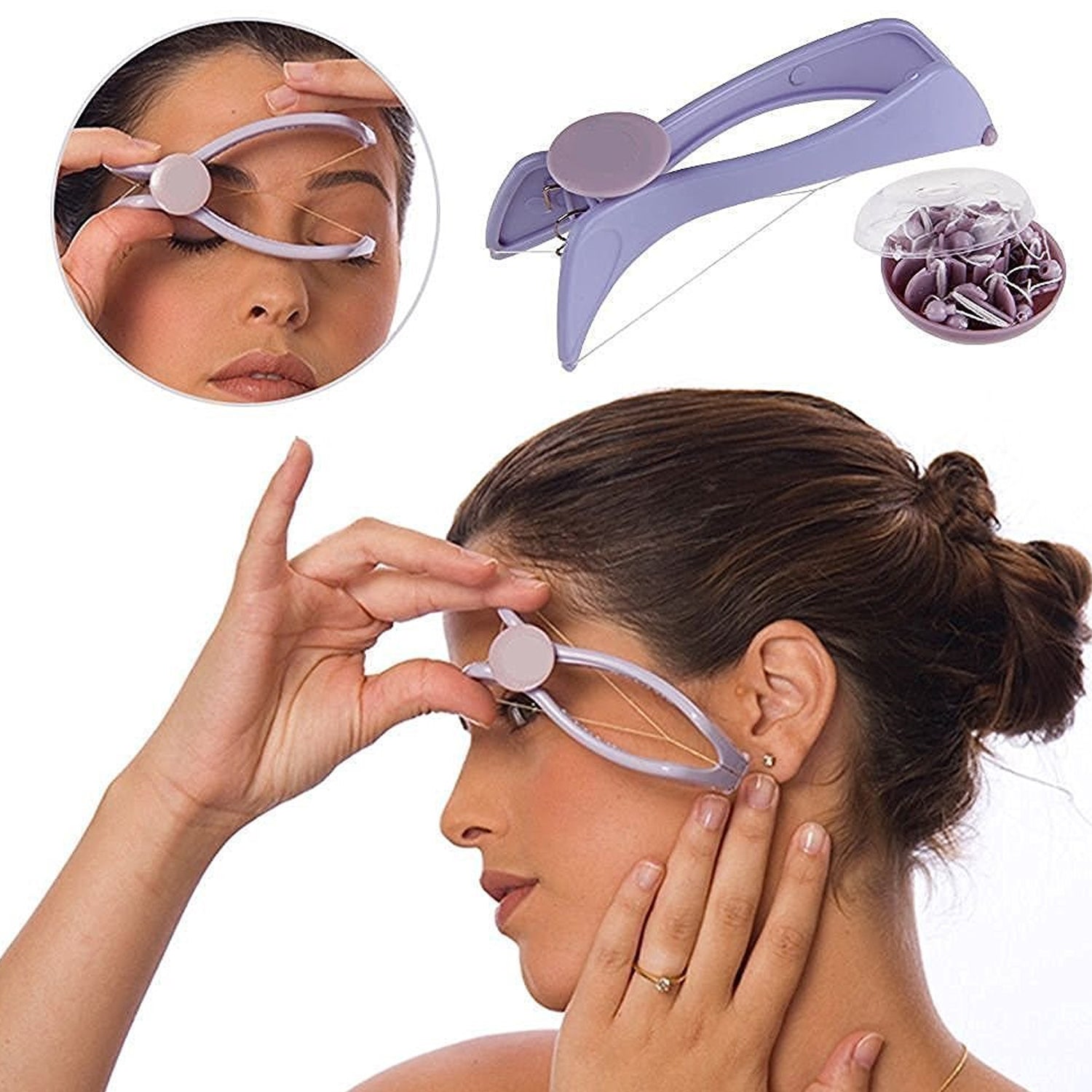 Slique Painless Eyebrow Upper Lips Face And Body Hair Removal Threading Manual Tweezer Machine Shaver System Kit