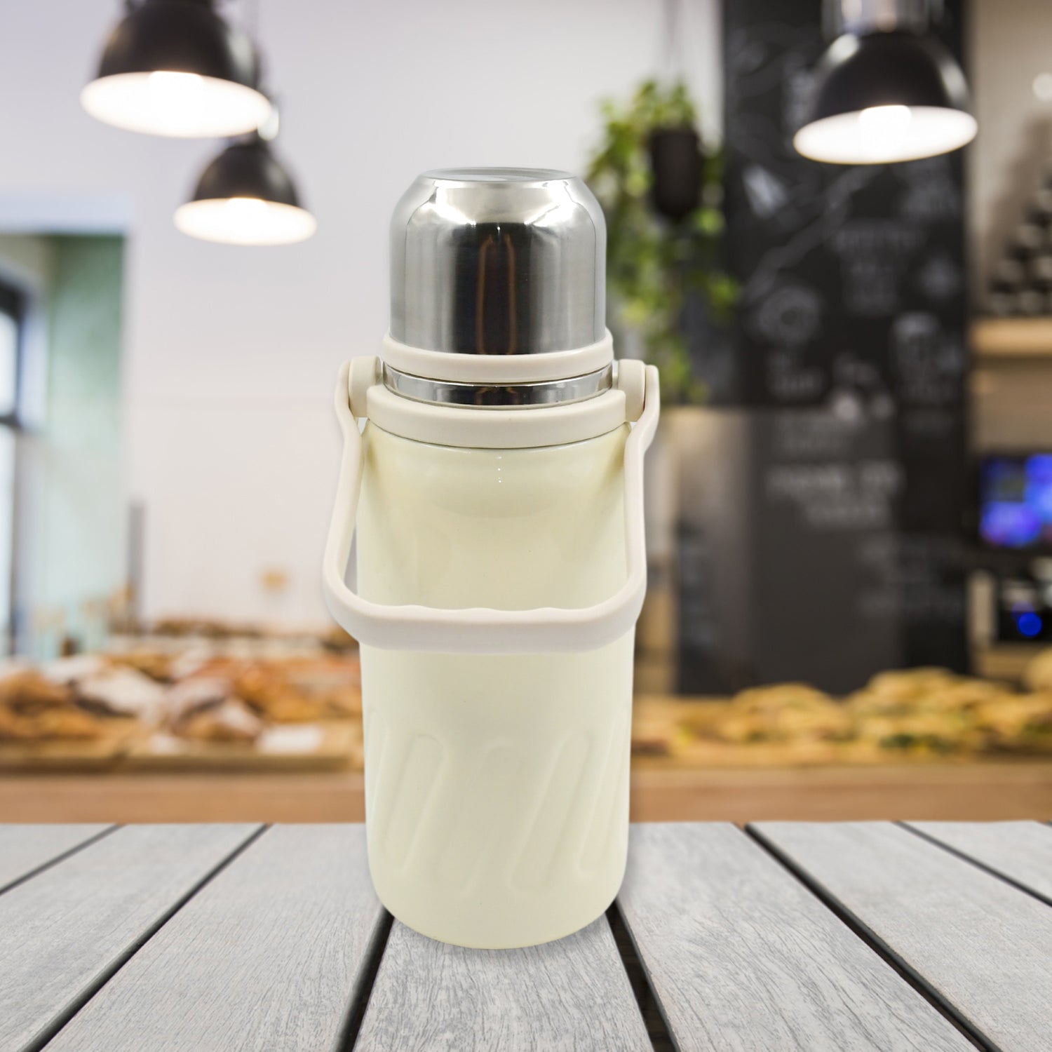 Stainless Steel Vacuum Insulated Water Bottle Leak Proof Flask For Tea Coffee Reusable Water Bottle With Hanging Strap Bottle For Hot Cold Drinks Wide Mouth Water Flask (900 Ml)