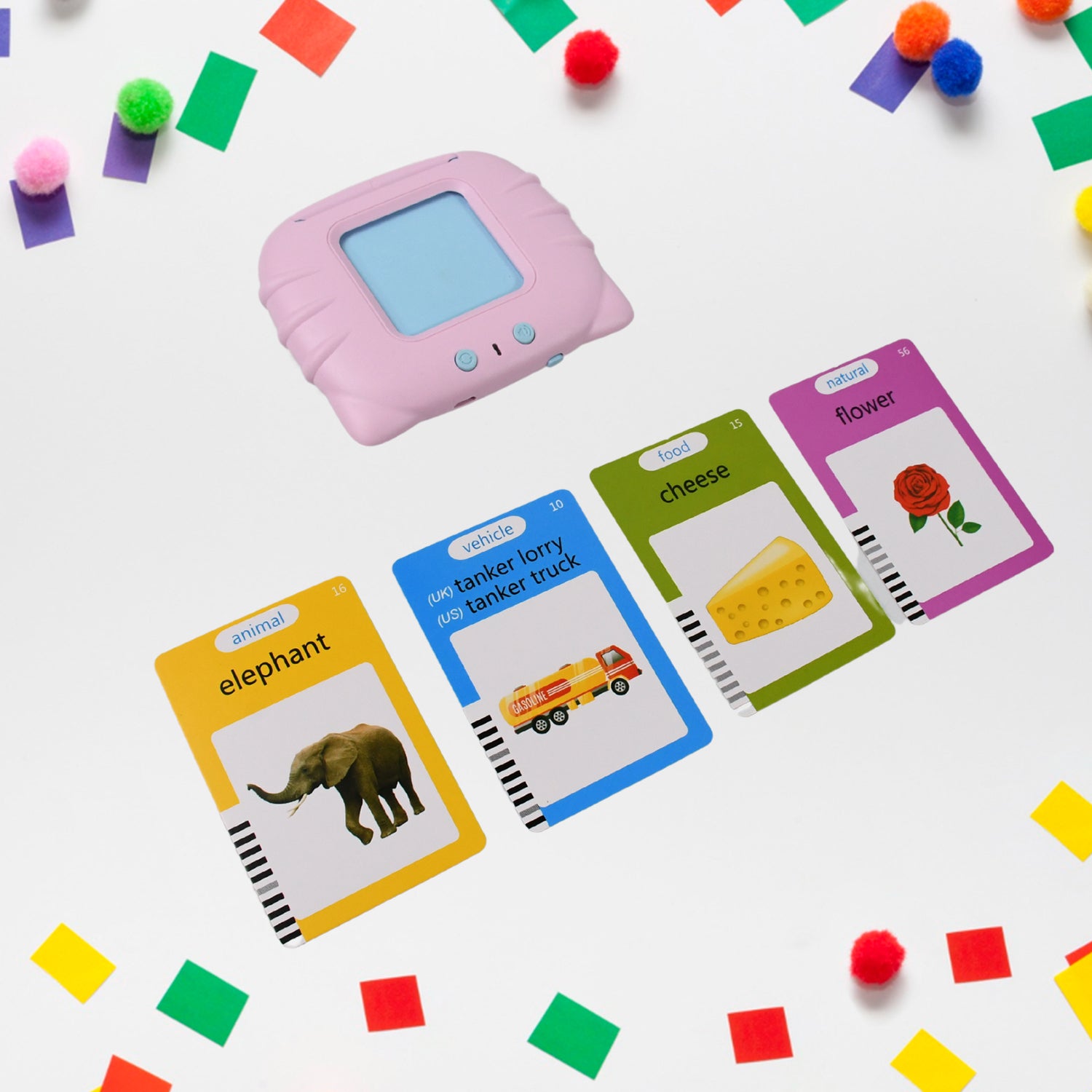 Preschool Learning Toys Flash Cards For Small Kids Educational Toys English Words Learning Machine For Kids With 224 Words Birthday Gift For Kids Intelligent Electric Kids Language Card (1 Set)