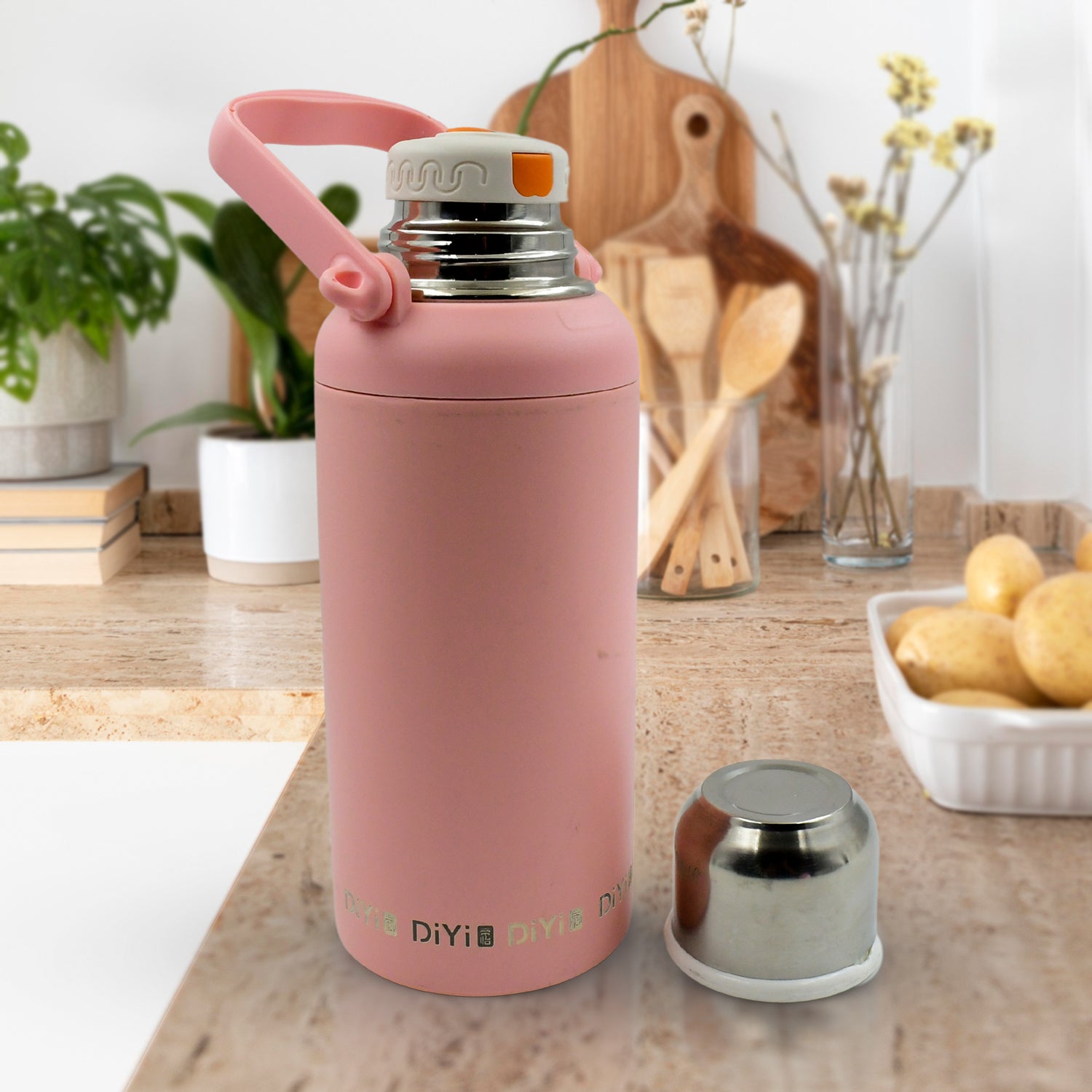 Stainless Steel Tumblers 316 Stainless Steel Vacuum Insulated Cup Bottle Portable Travel Kettle Water Bottle With Handle Outdoor Large Capacity Sports Kettle Cups Bottle (1300 Ml)