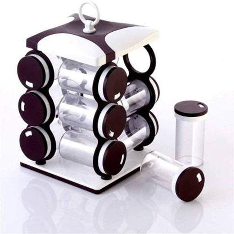 Spice Jar Set - Food Grade Plastic 12pcs Spice Jar (Brown Box)