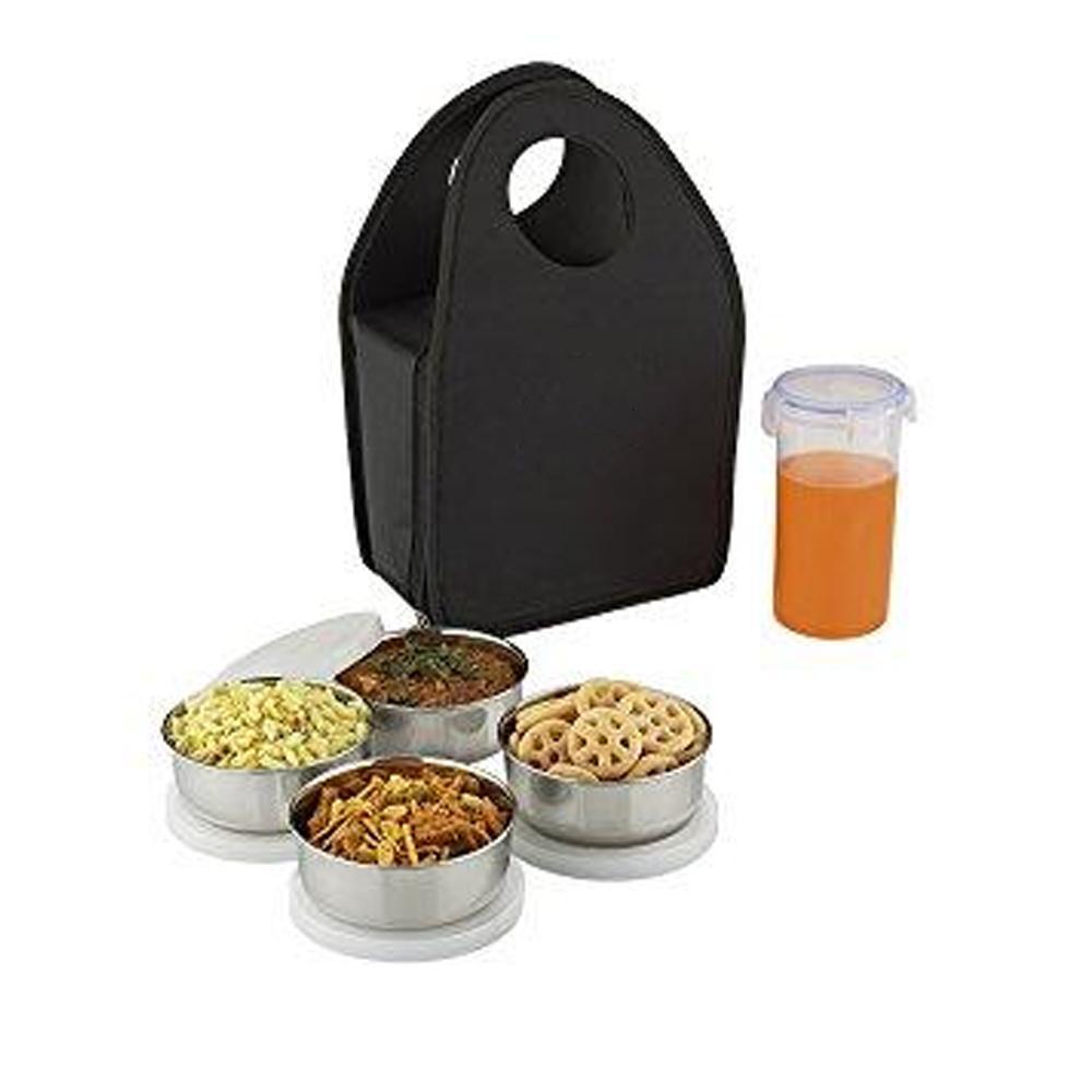 Steel Lunch Box Set (4 Pcs Black)