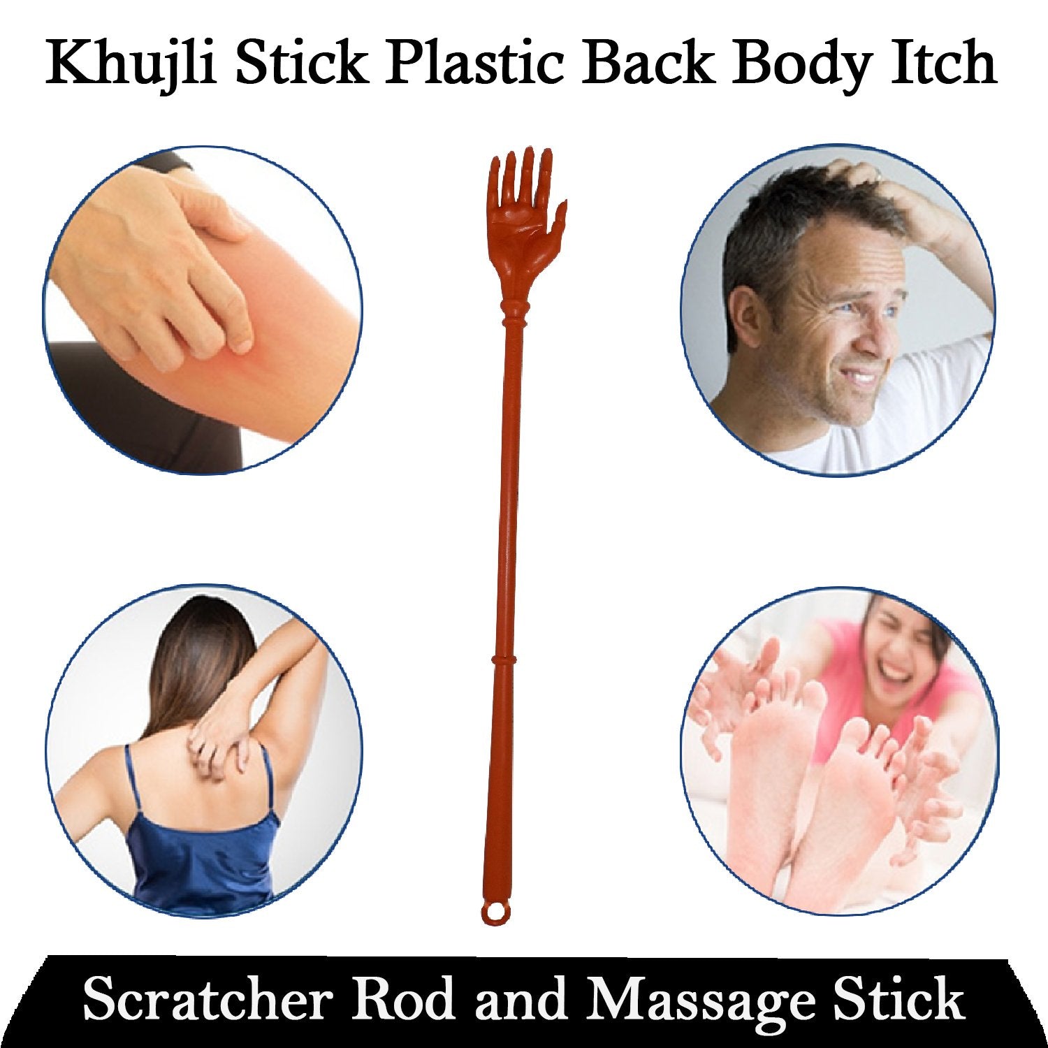 Khujli Stick Plastic Back Body Itch Scratcher Rod And Massage Stick