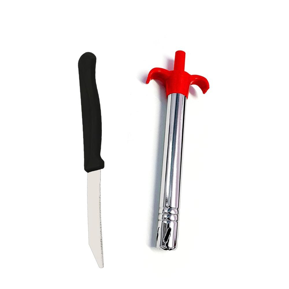 Stainless Steel Electronic Gas Lighter And Knife (2 In 1)