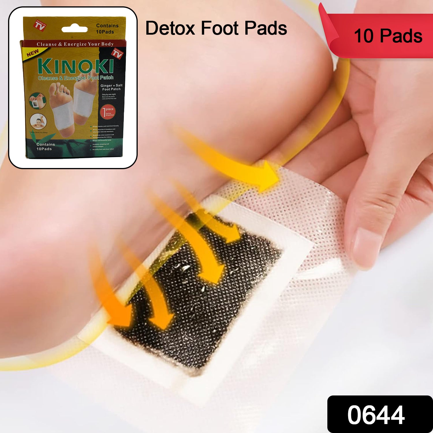 Kinoki Cleansing Detox Foot Pads Ginger  Salt Foot Patch -10pcs (Free Size White)
