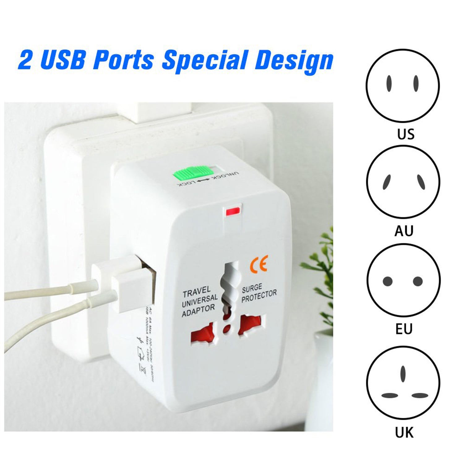 All-in-one Universal Worldwide Travelling Ac Adaptor Plug (Au  Uk  Us  Eu) International Power Charger Electric Usb Power Plug Socket Adapter Converter (1 Pc)
