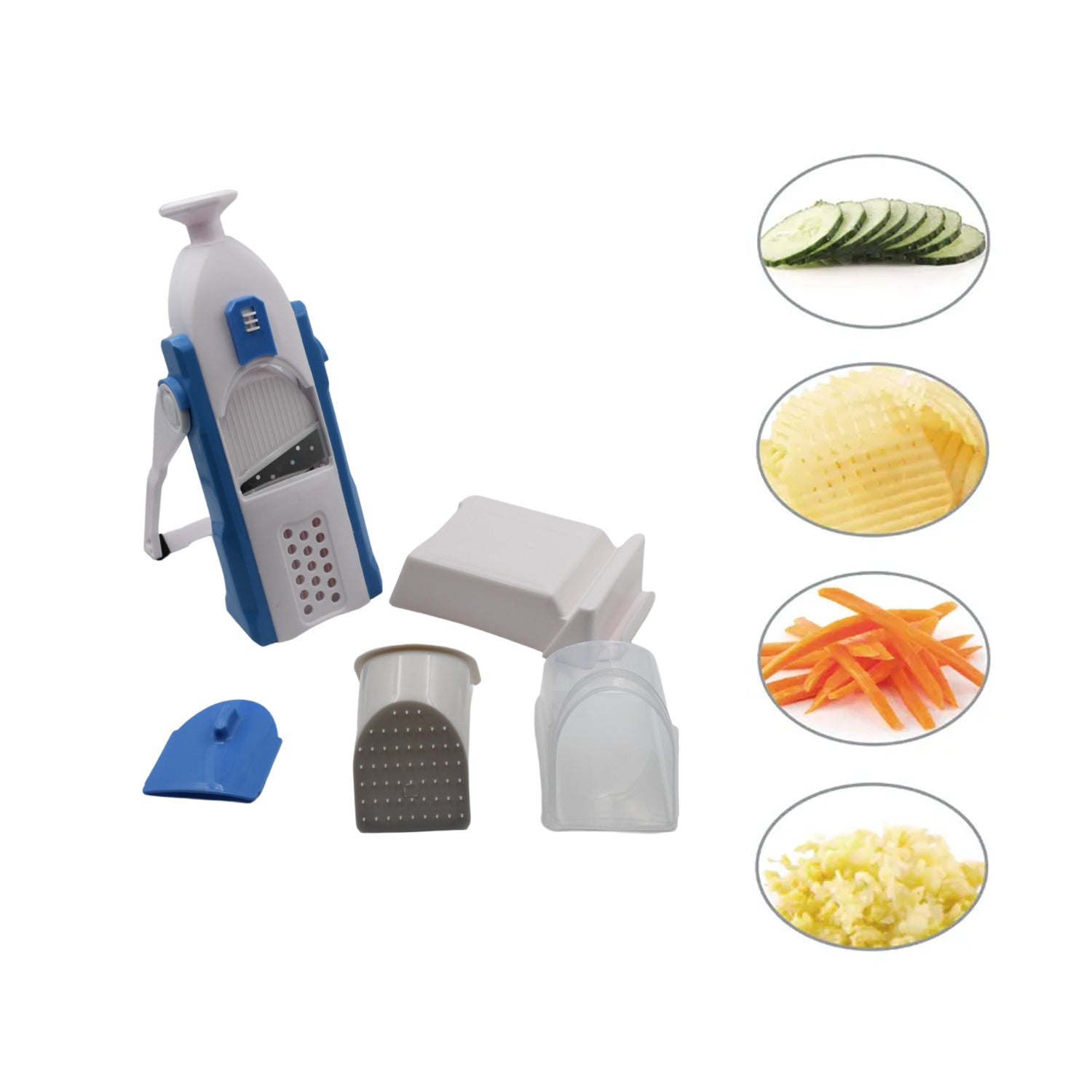 Multi-function Time Saving Vegetable Slicer Cutter + Julienne 5-in-1 Food Vegetable Potato Chopper Garlic Grinder
