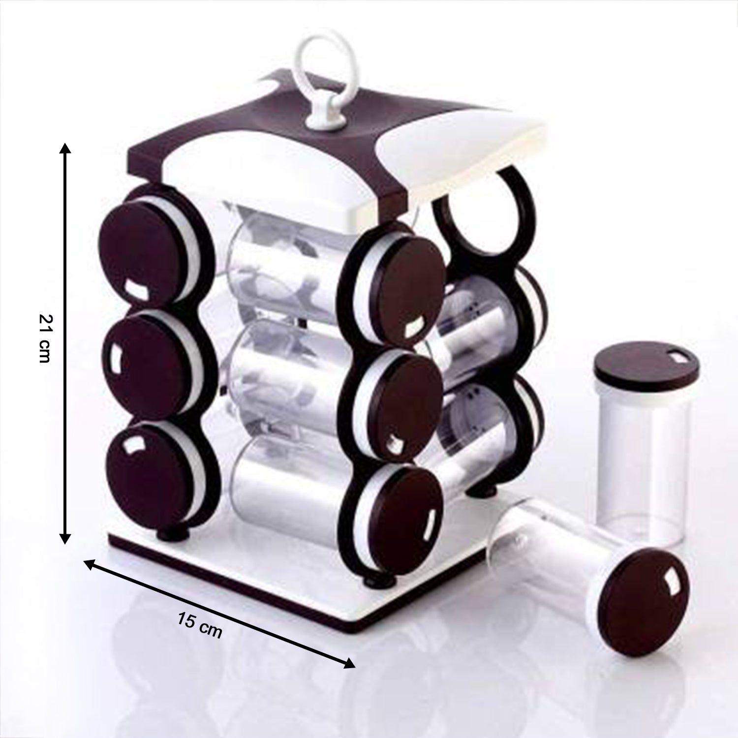Spice Jar Set - Food Grade Plastic 12pcs Spice Jar (Brown Box)