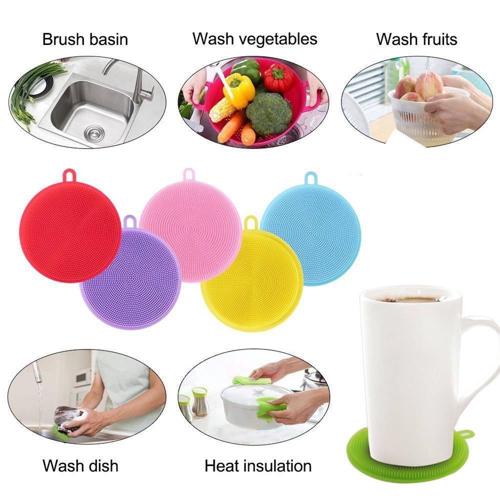 Silicone Dish Scrubber Sponge Mildew Free Non Stick Heat Resistant