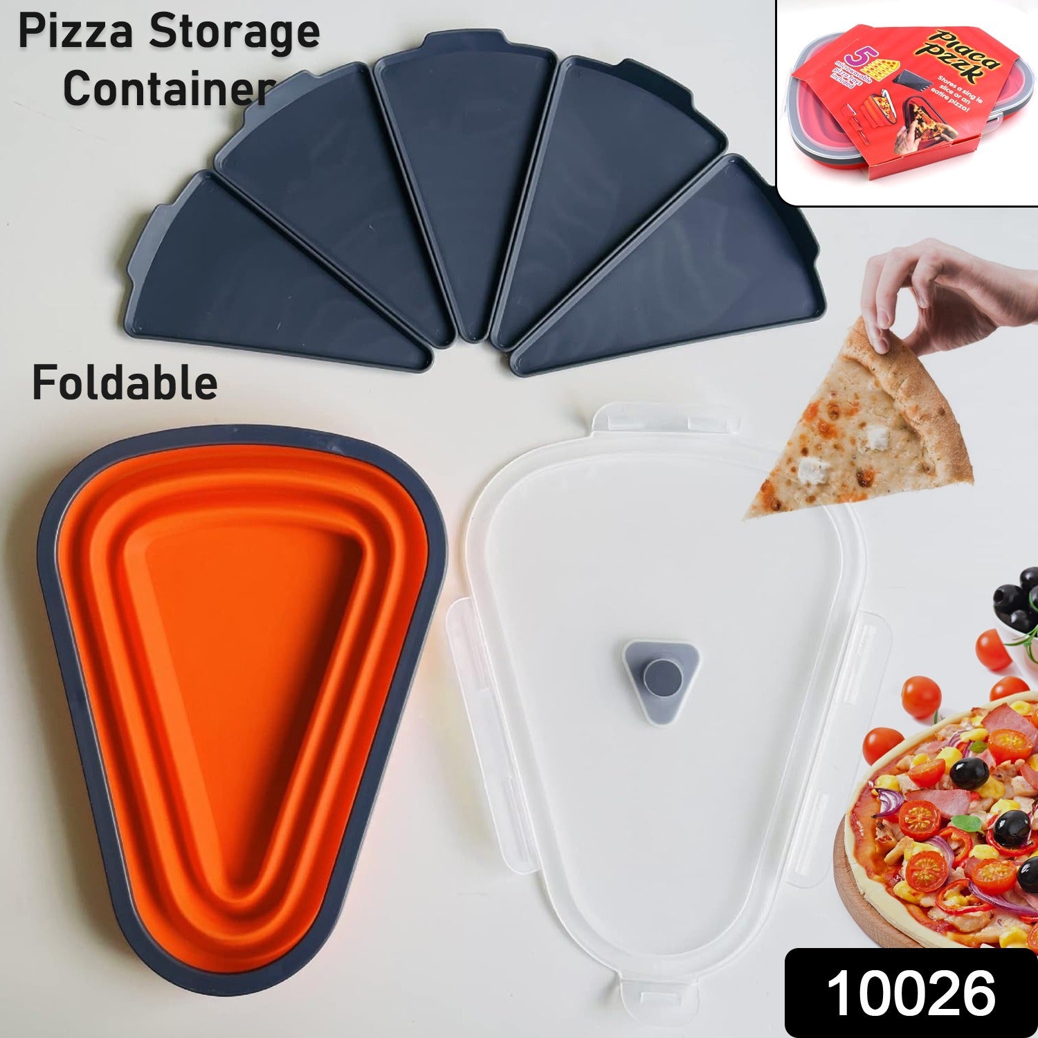 Reusable Pizza Storage Containers With 5 Microwavable Serving Trays Silicone Container Expandable  Adjustable For Packing Pizza At Home  Outdoor