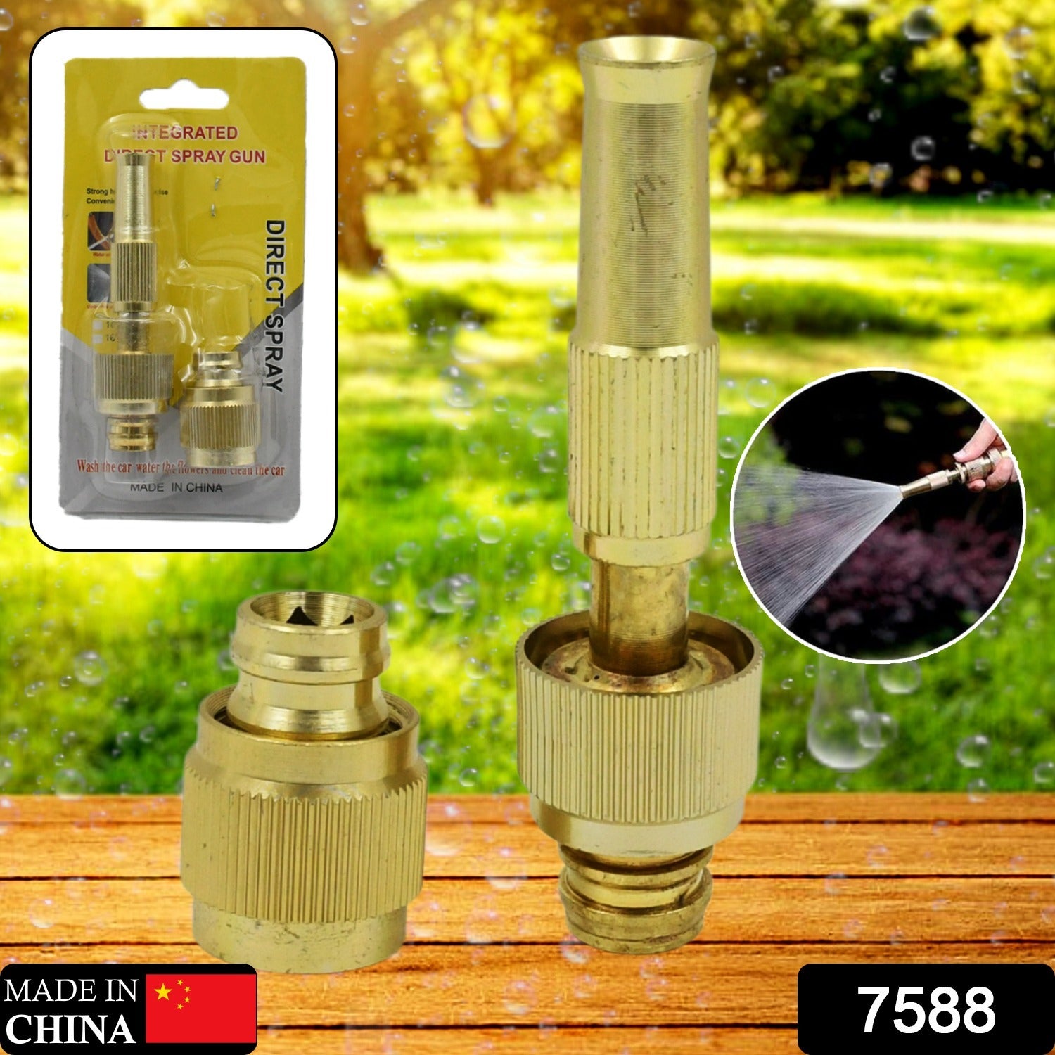 Water Spray Nozzle For Water Pipe Booster Nozzle For Car Wash Nozzle With High Pressure Water Adjustable Brass Nozzle Water Spray Gun For Gardening Watering Tools