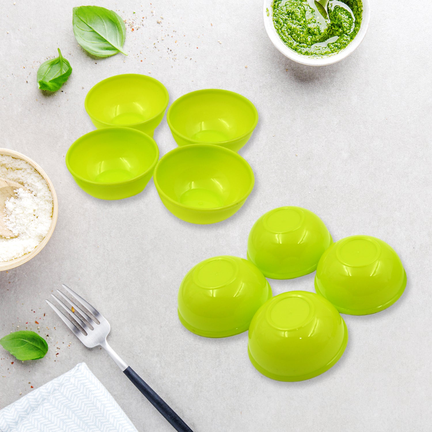 Multipurpose Small Round Plastic Bowl  Katori Microwave Safe Reusable Lightweight Bowl Dishwasher Safe Chutney Bowl (8 Pcs Set)