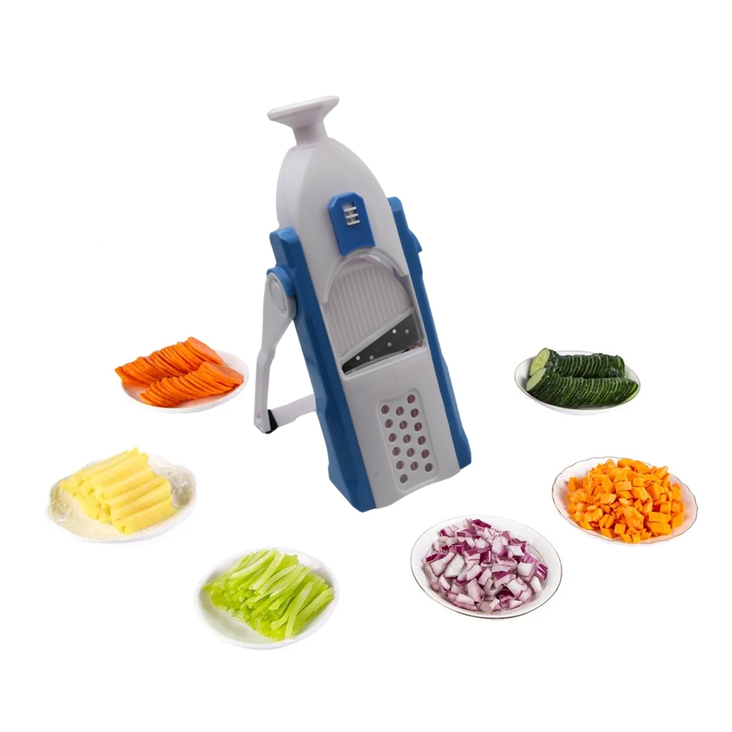 Multi-function Time Saving Vegetable Slicer Cutter + Julienne 5-in-1 Food Vegetable Potato Chopper Garlic Grinder