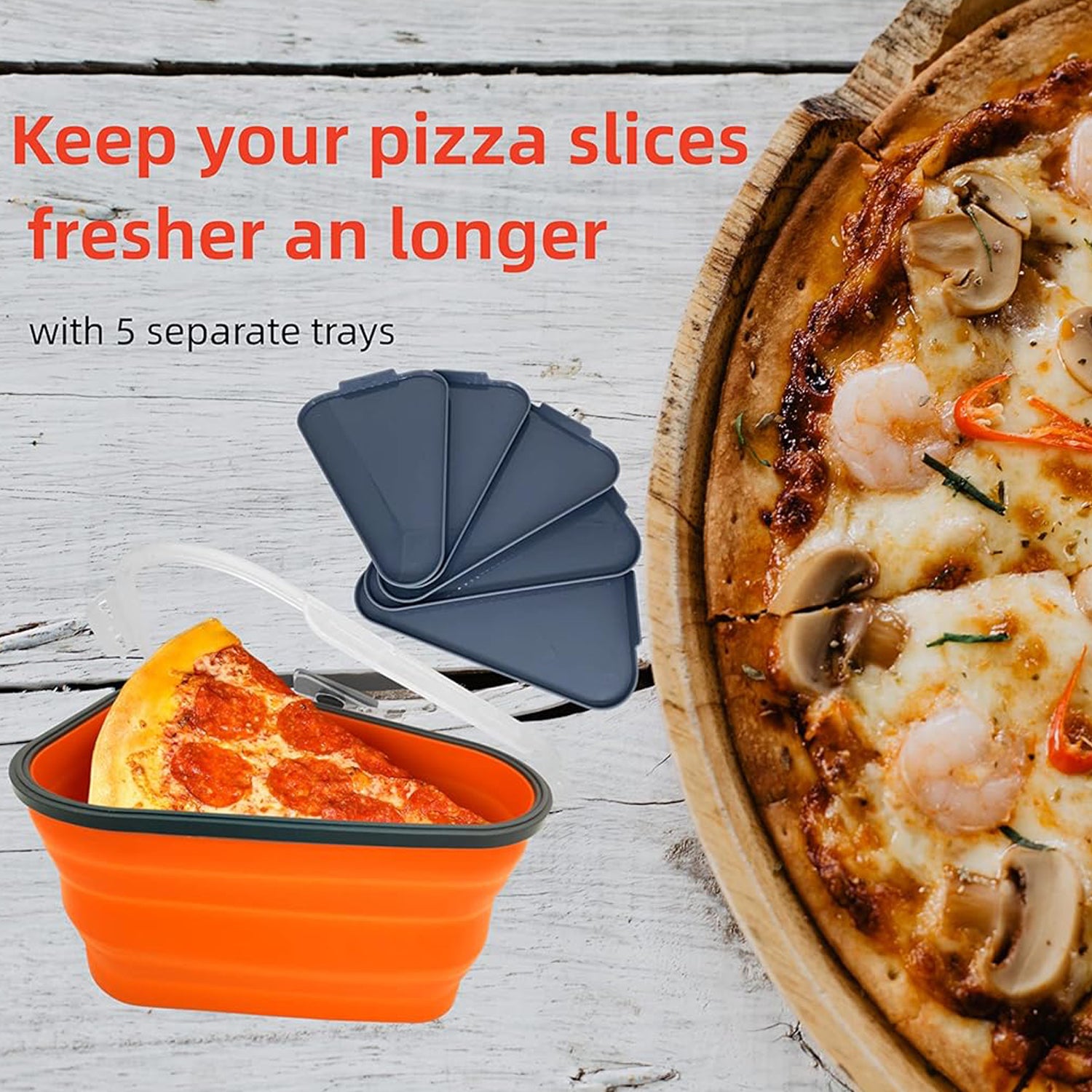 Reusable Pizza Storage Containers With 5 Microwavable Serving Trays Silicone Container Expandable  Adjustable For Packing Pizza At Home  Outdoor