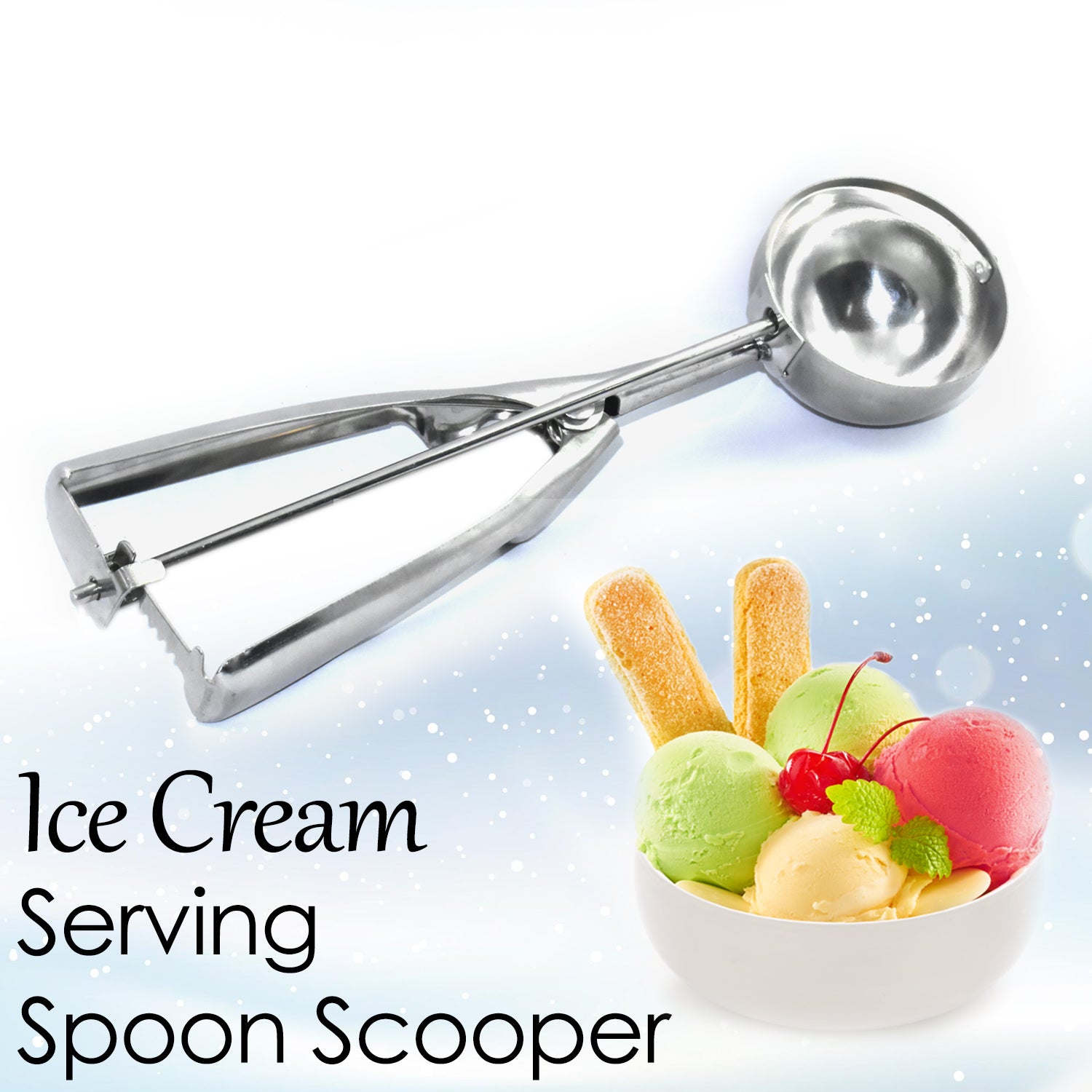 Ice Cream Serving Scoop  Stainless Steel Premium Quality Ice Cream Serving Spoon Scooper With Trigger Release