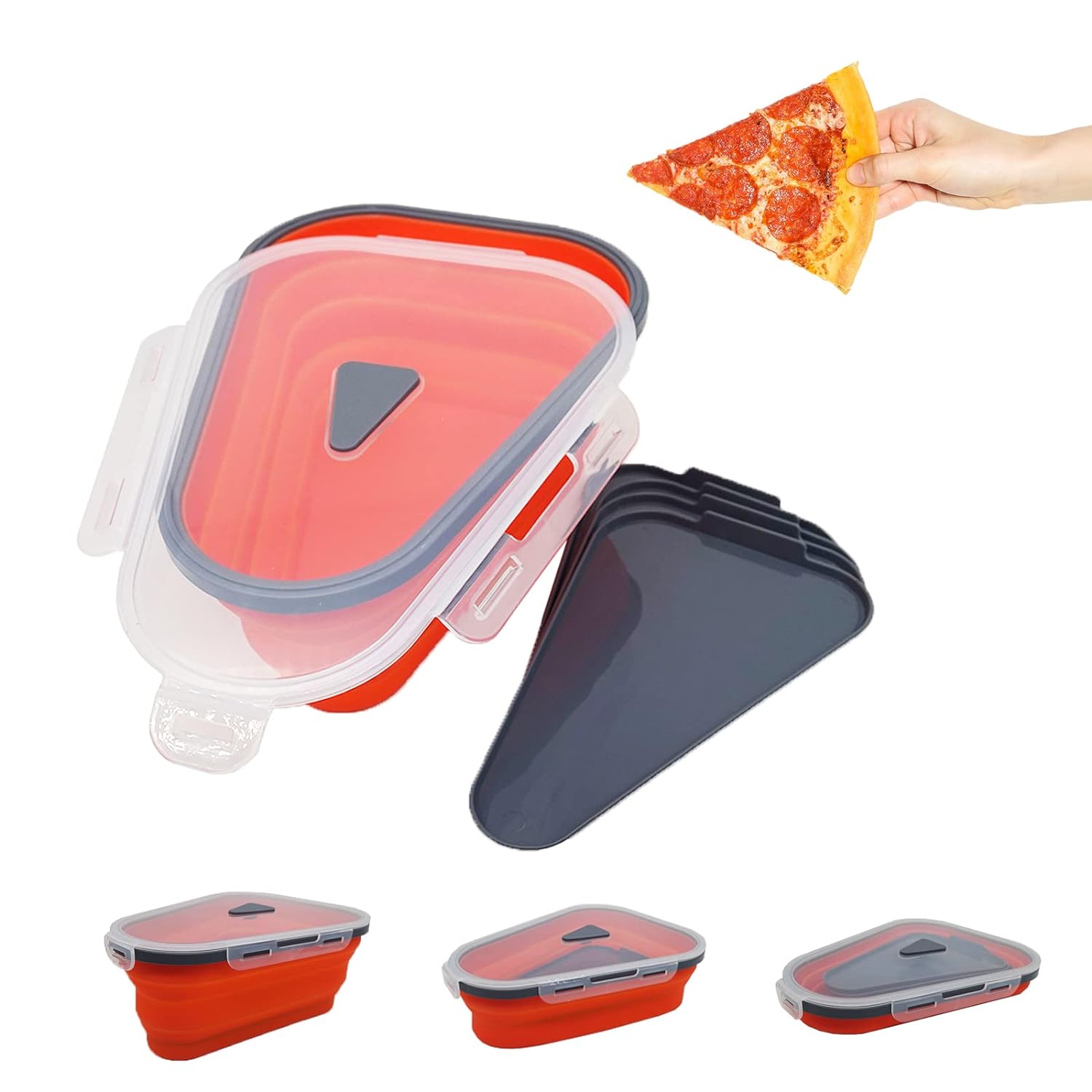 Reusable Pizza Storage Containers With 5 Microwavable Serving Trays Silicone Container Expandable  Adjustable For Packing Pizza At Home  Outdoor
