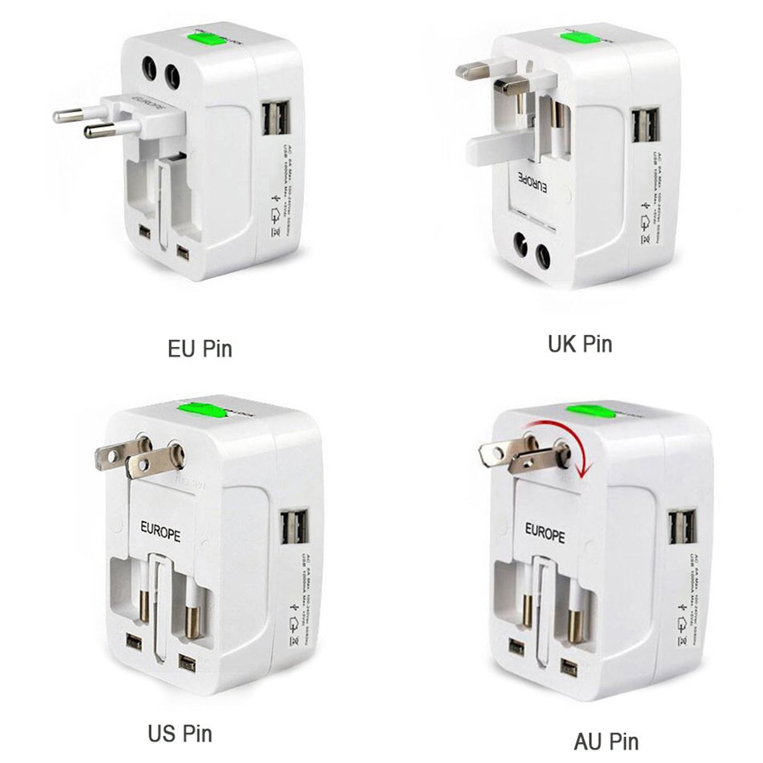 All-in-one Universal Worldwide Travelling Ac Adaptor Plug (Au  Uk  Us  Eu) International Power Charger Electric Usb Power Plug Socket Adapter Converter (1 Pc)