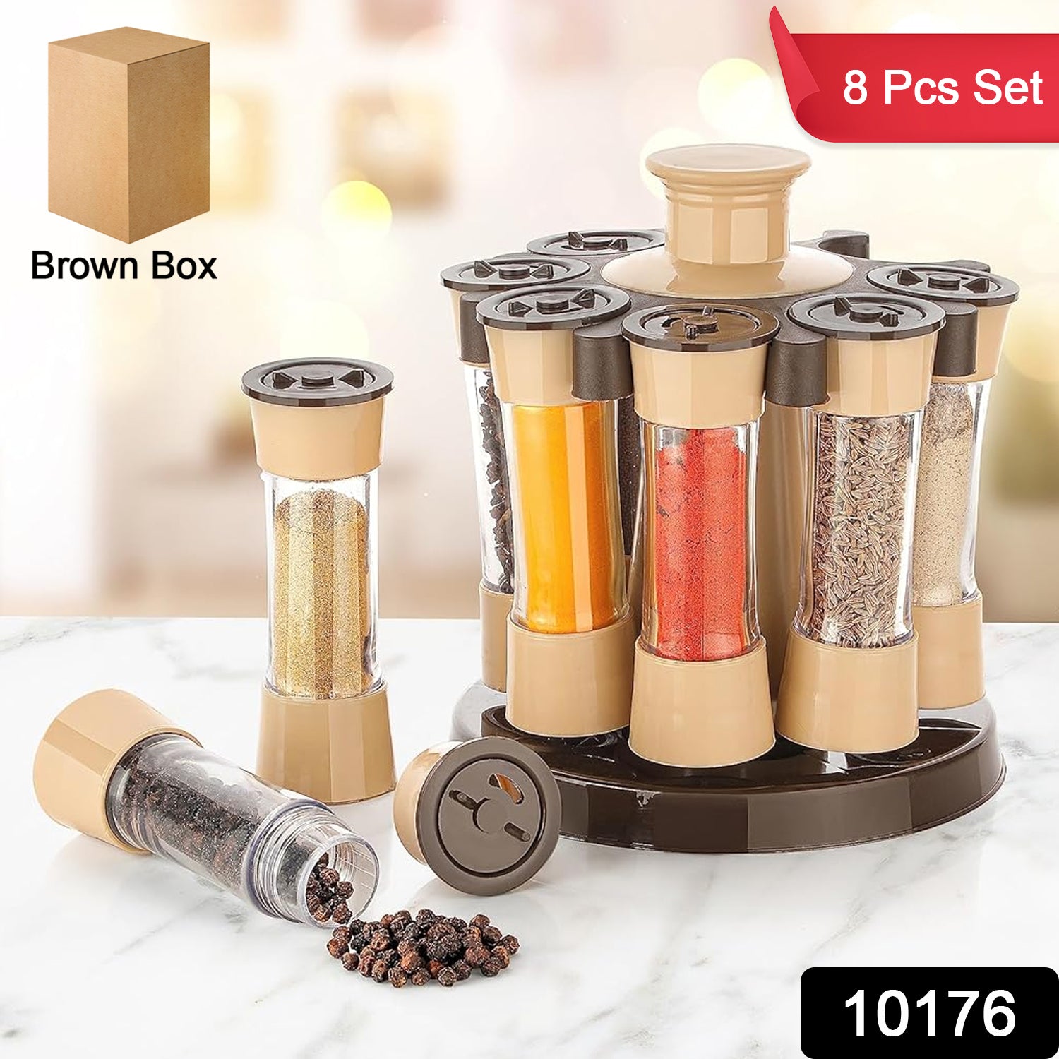 Revolving Spice Rack For Kitchen And Dining Table 8 Spice Jars