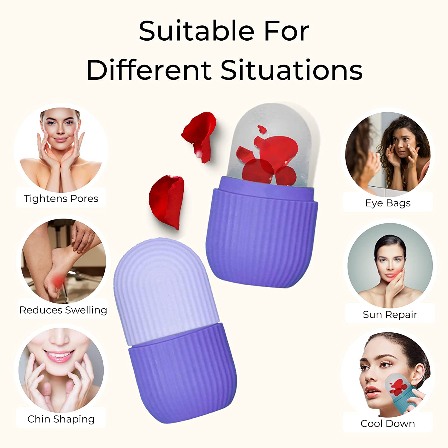 Beauty Ice Roller For Face Massager  Eye Reusable Face Rollers Facial Roller ( Purple Color)