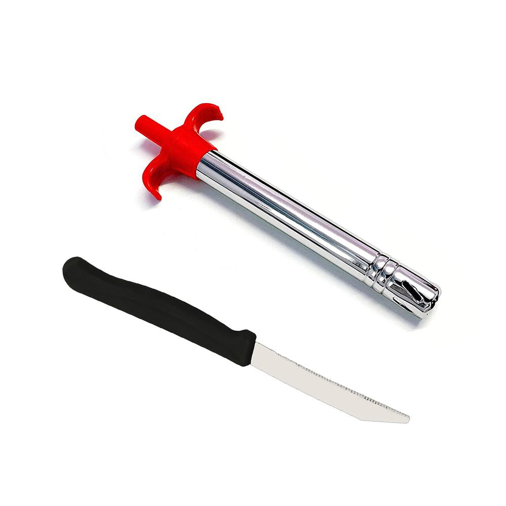 Stainless Steel Electronic Gas Lighter And Knife (2 In 1)